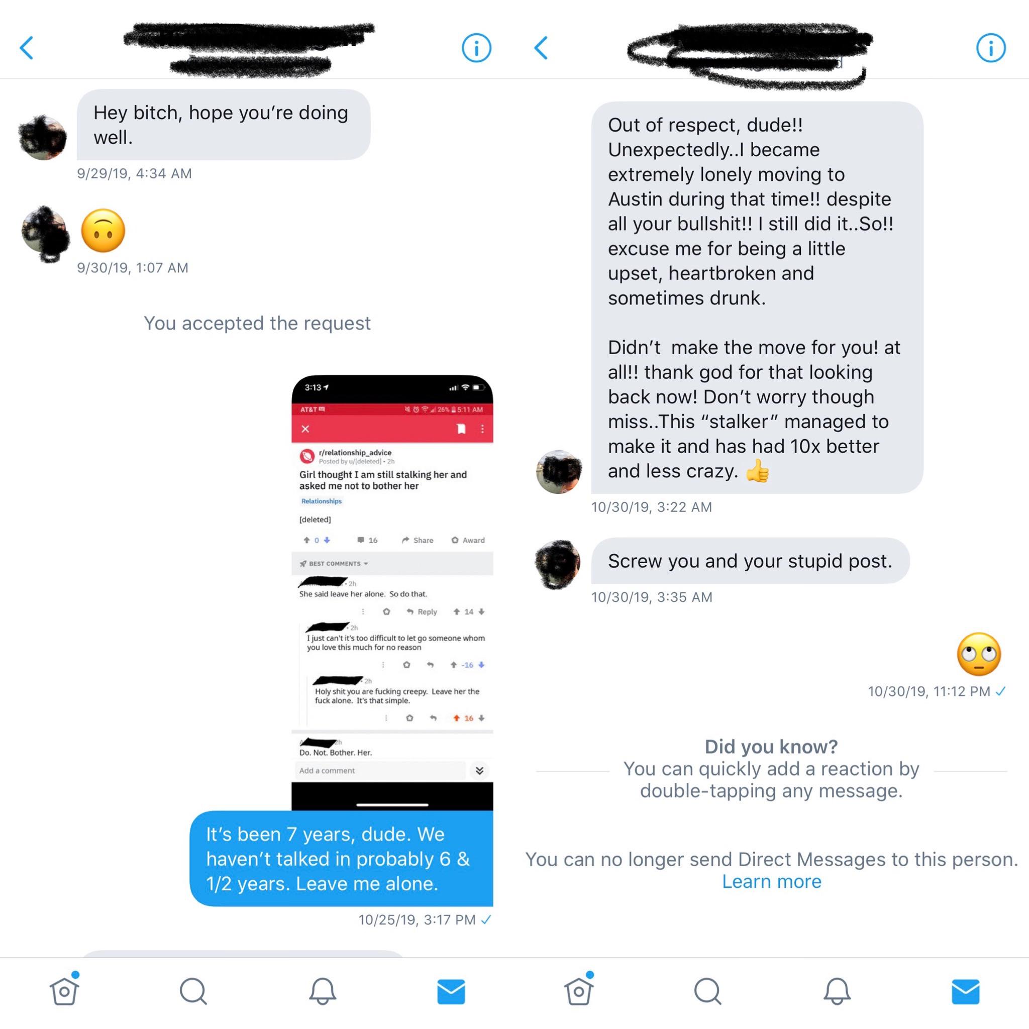 Sliding into your DMs 7 years after a 1 month relationship r/sadcringe