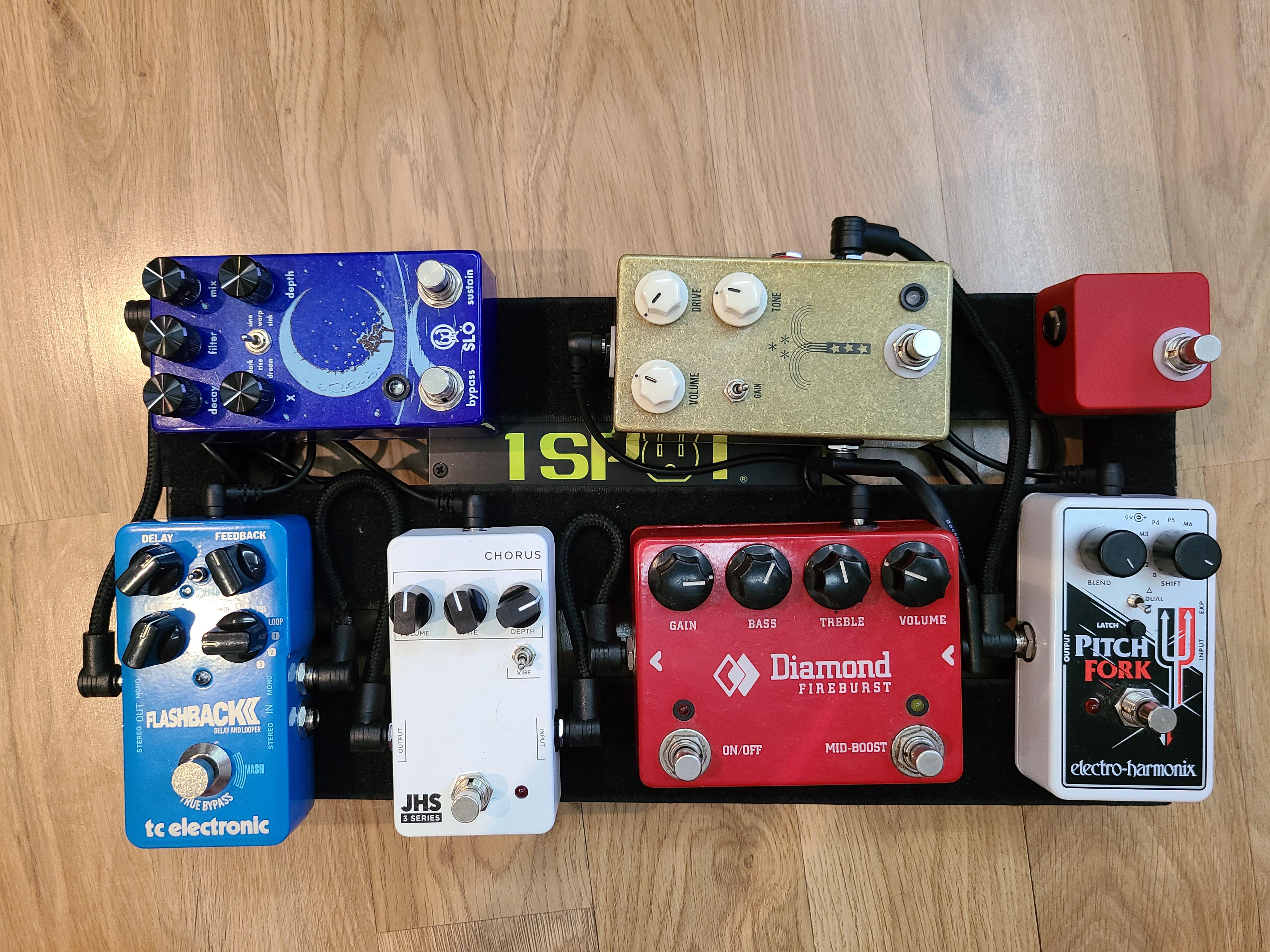 First attempt at setting up a pedal board. Noob move assume you have