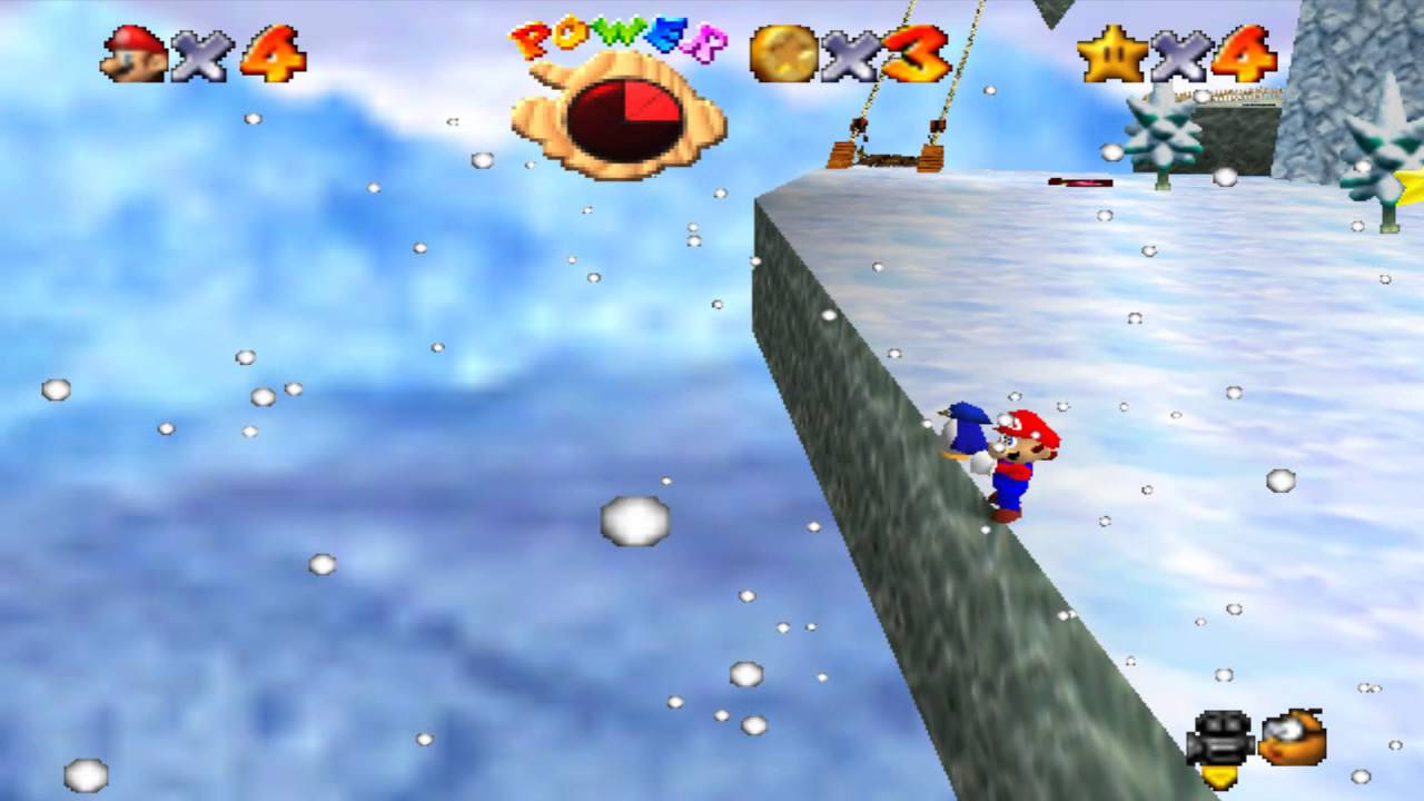Throwing the penguin off the cliff in Super Mario 64 to tease your younger siblings. r/nostalgia
