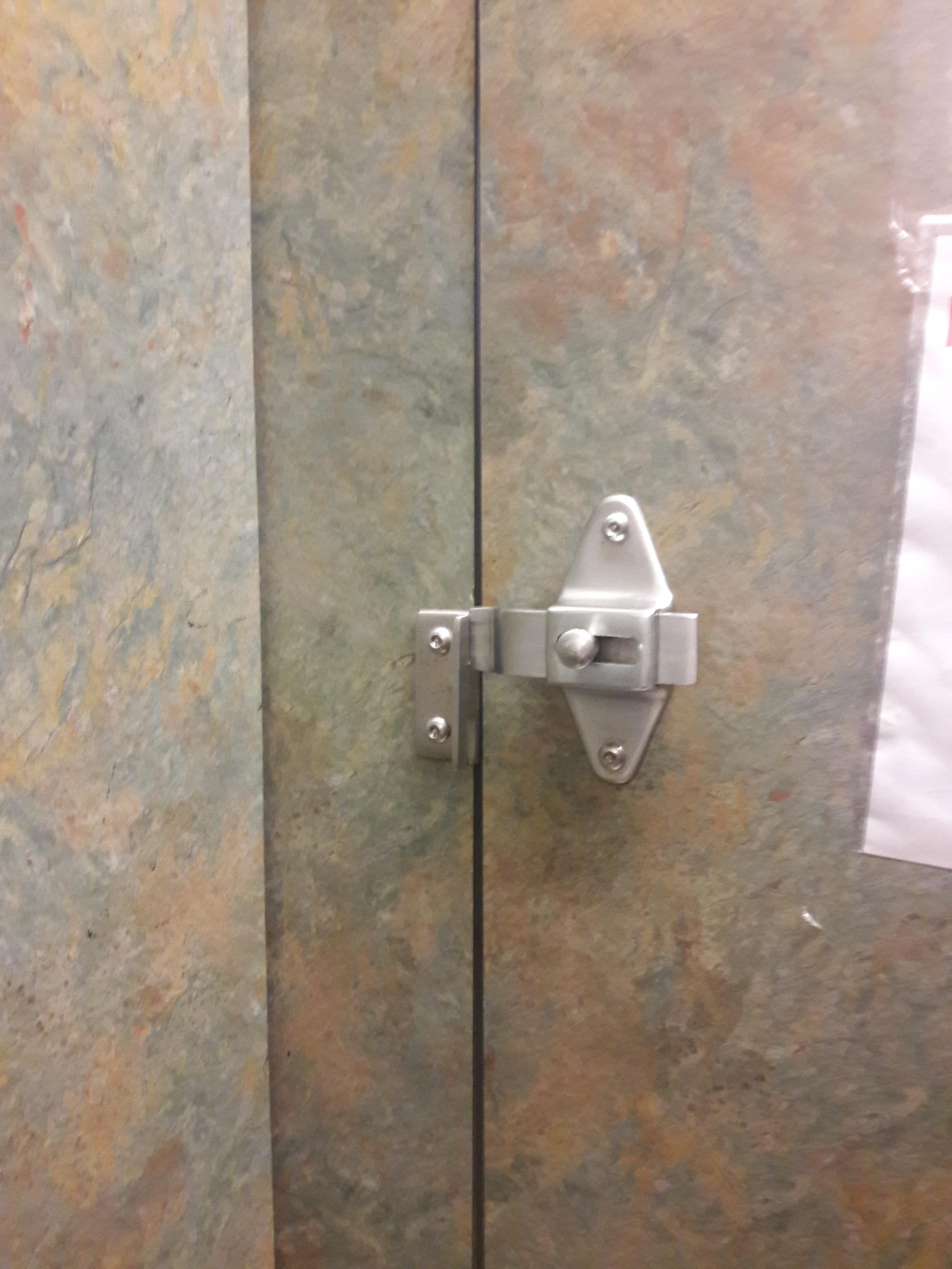 This bathroom stall's lock. mildlyinfuriating
