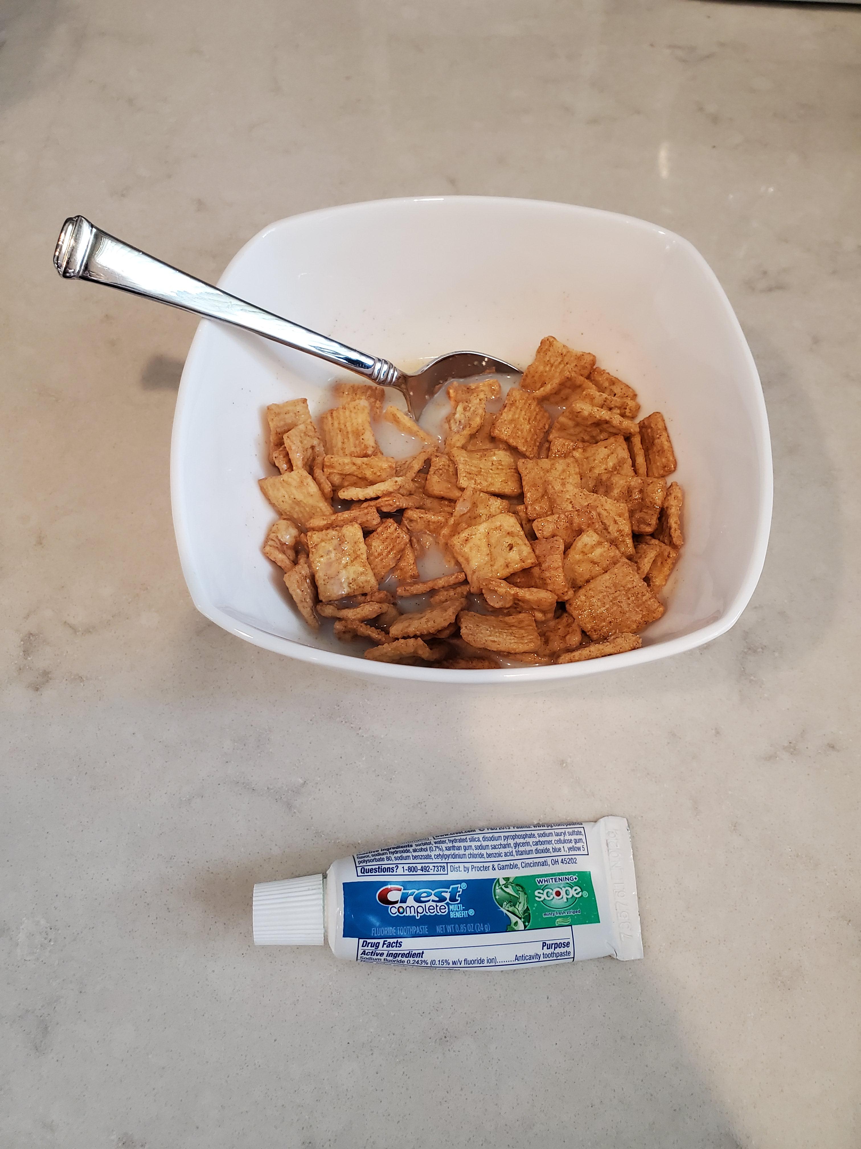 Immediately after brushing your teeth, Cinnamon Toast Crunch tastes