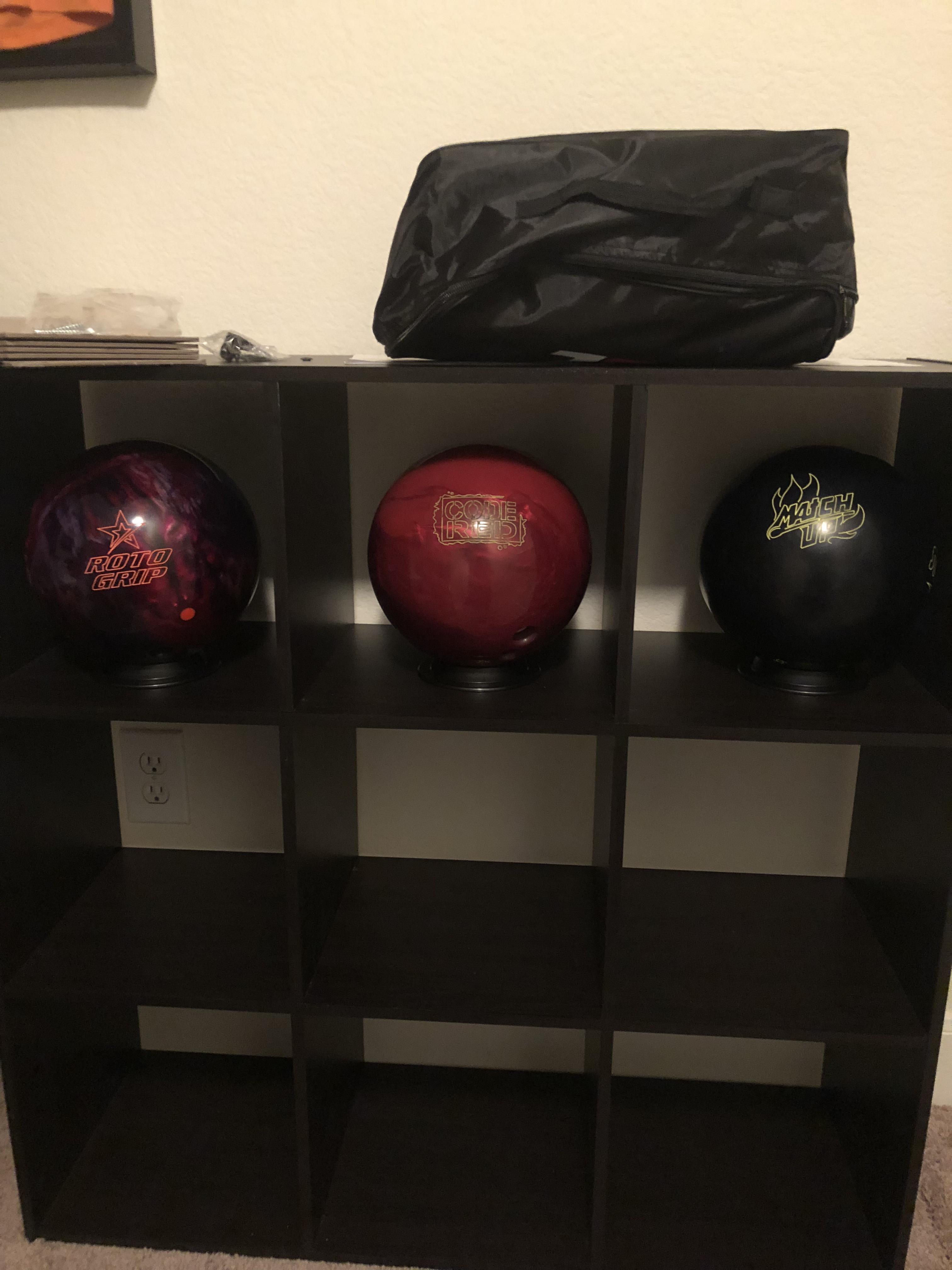 Found cube shelves that fit bowling balls perfectly... details and link