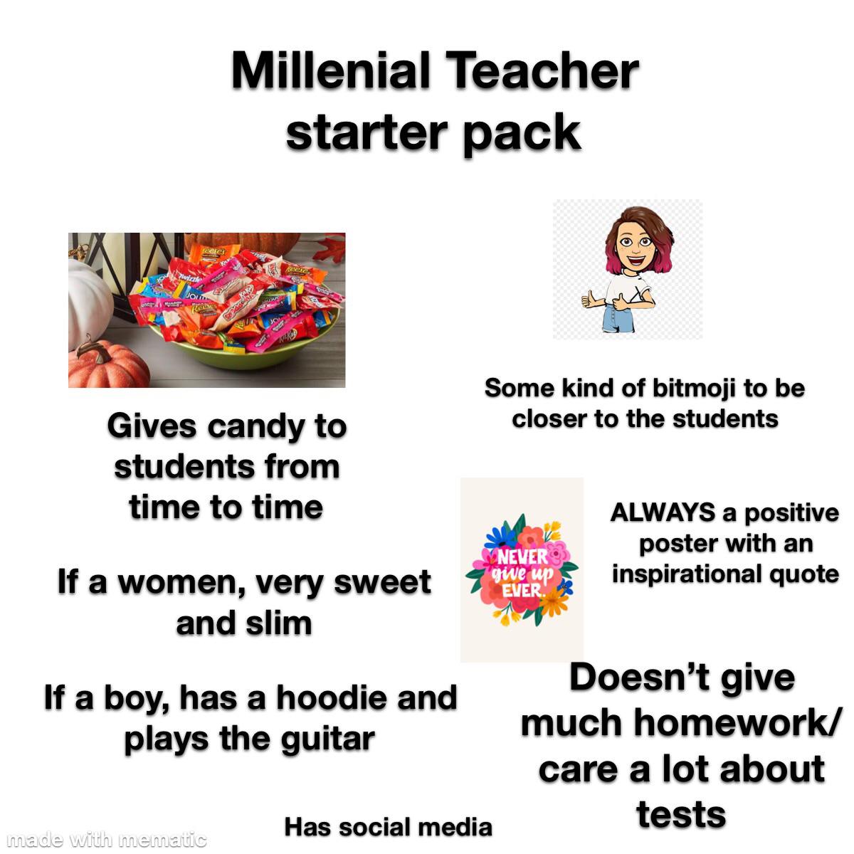 [OC] Millennial Teacher Starter Pack r/starterpacks