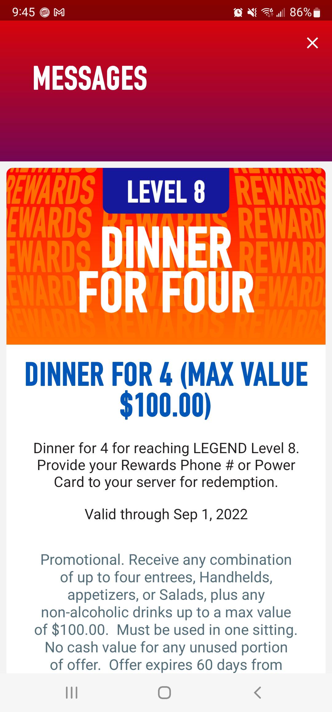 hit level 8 last night and coupon says it's only valid through today