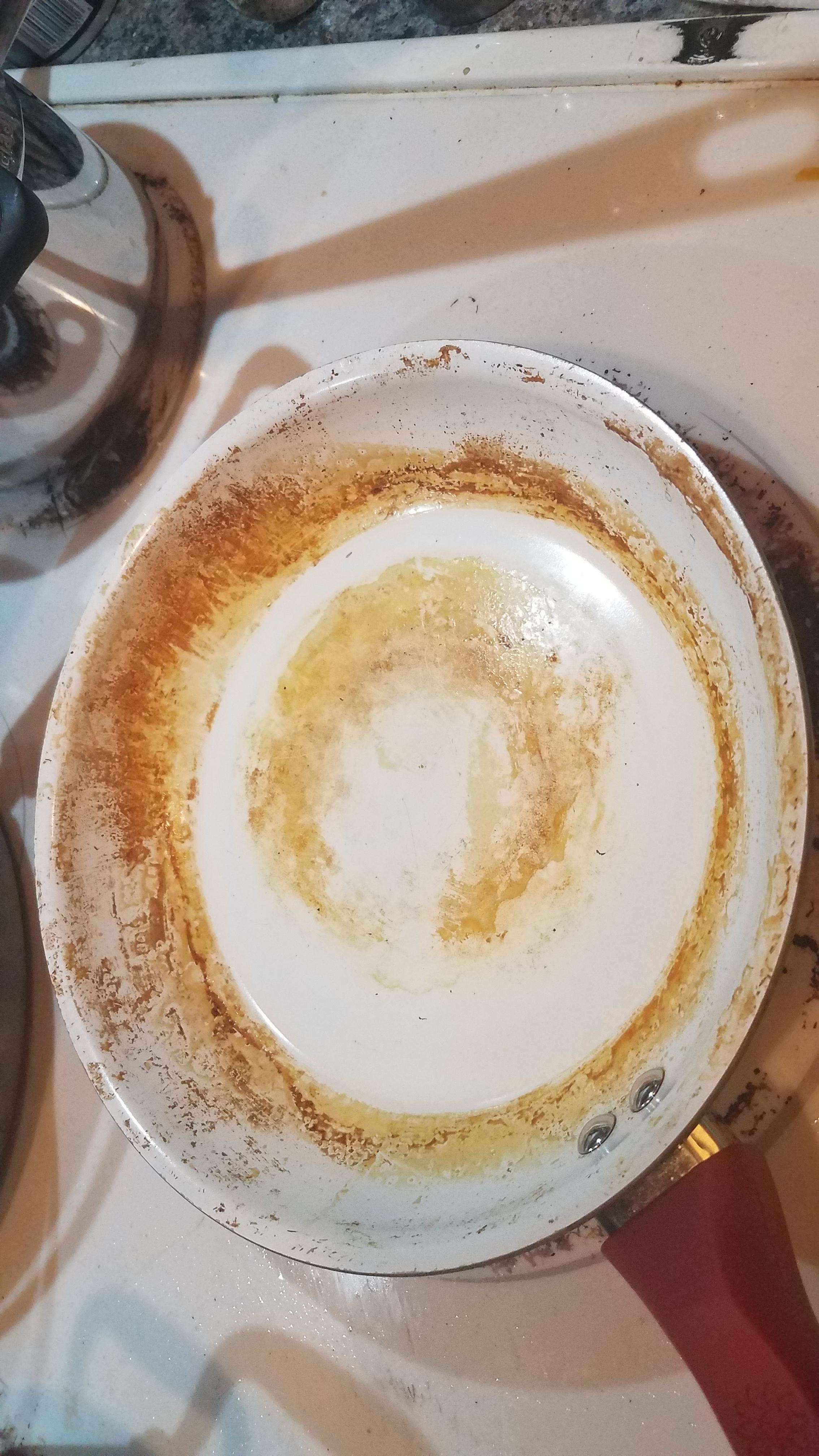 Any suggestions on how to get this ceramic pan clean? It's mainly