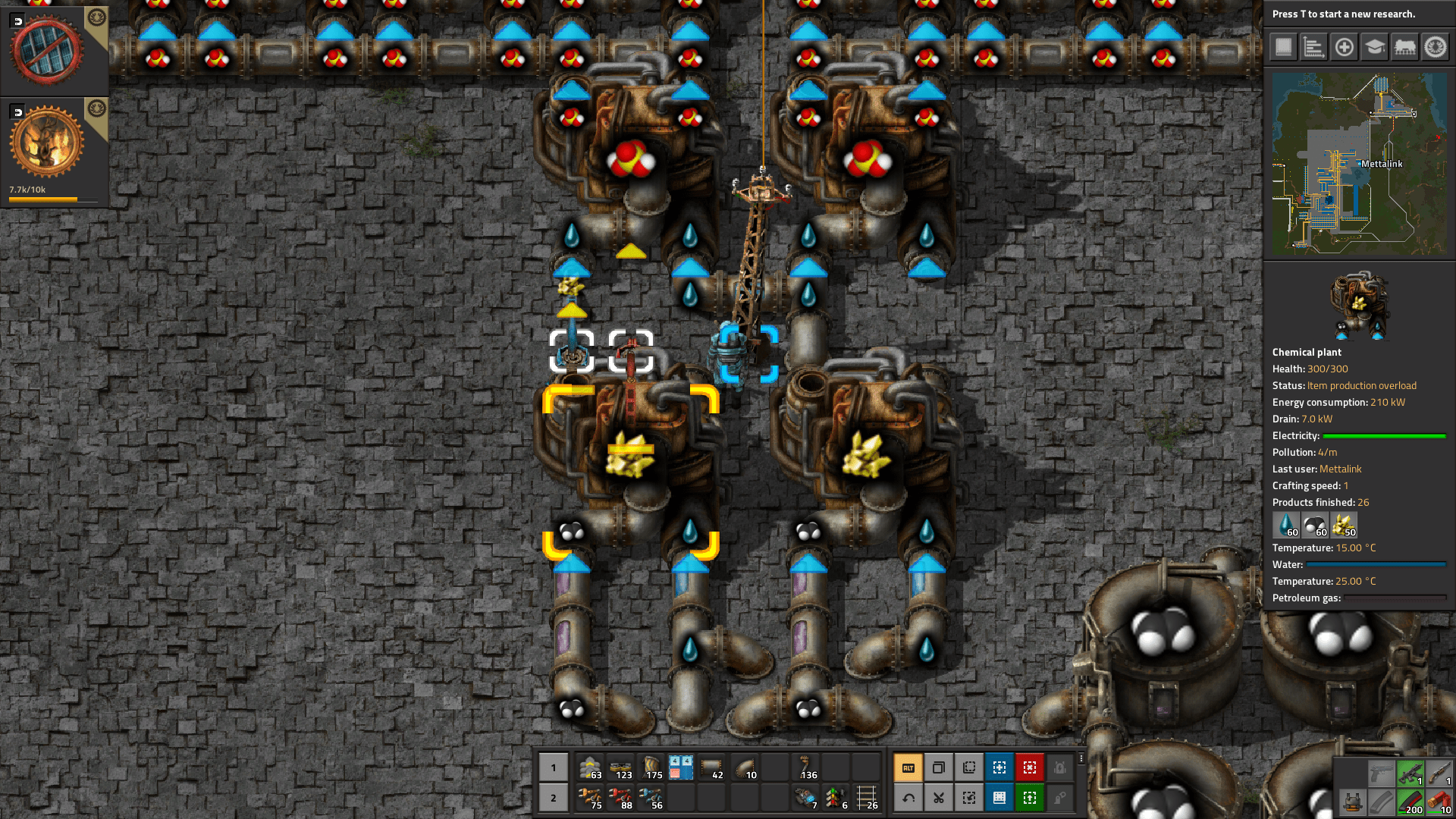 Longhanded inserter not picking up from chemical plant (bug?) r/factorio