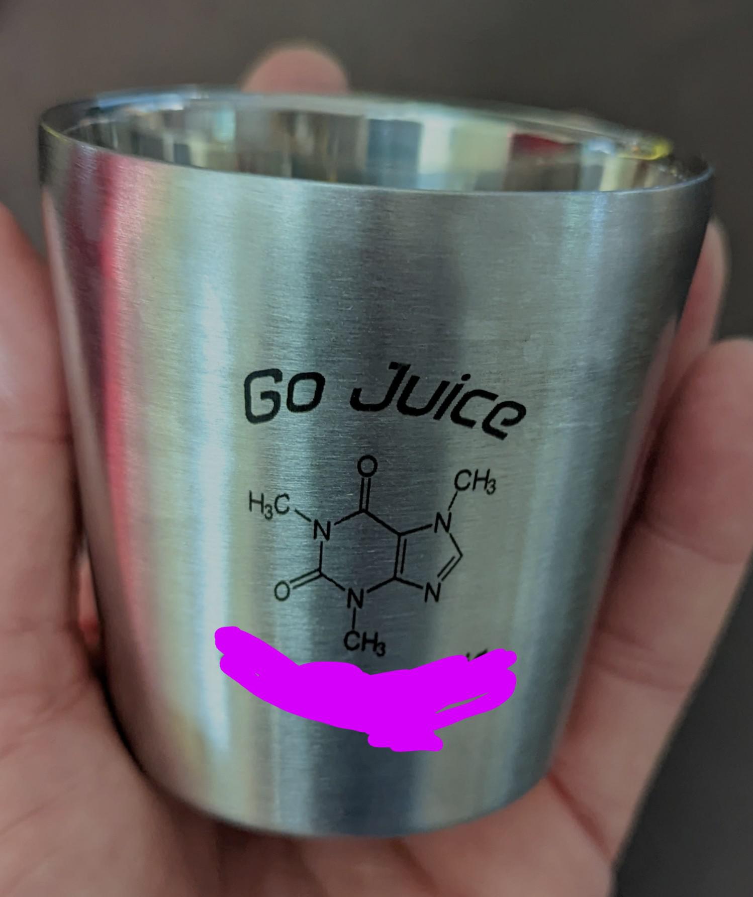 Double walled stainless steel cup engraved with Sculpfun s9. For coffee