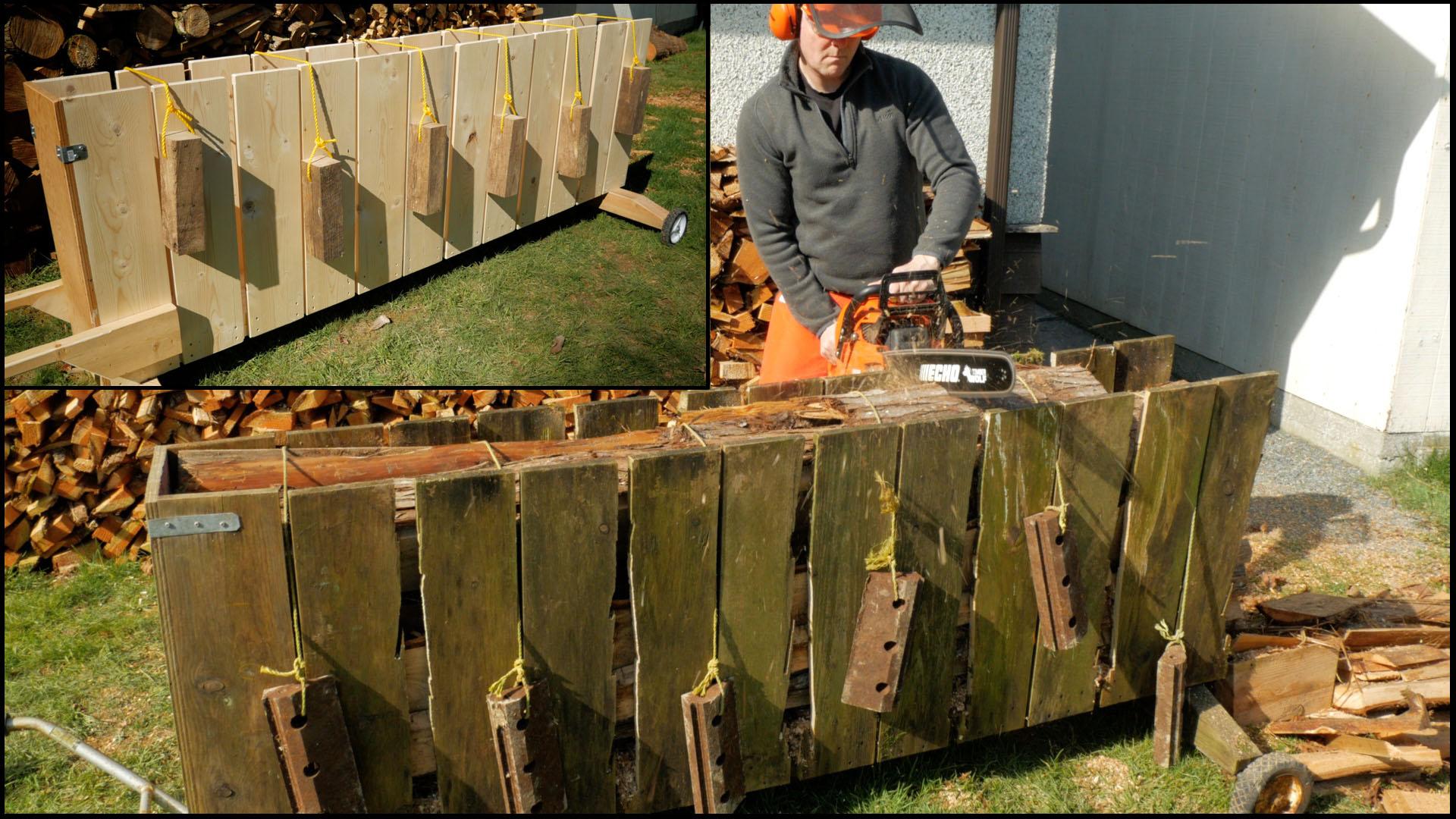 A fast way to cut firewood into lengths that fit my wood stove. r/howto