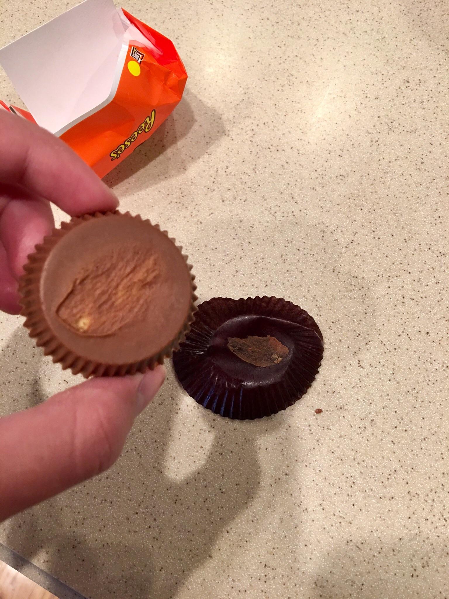 The way a Reese's peanut butter cup always tears some chocolate off on