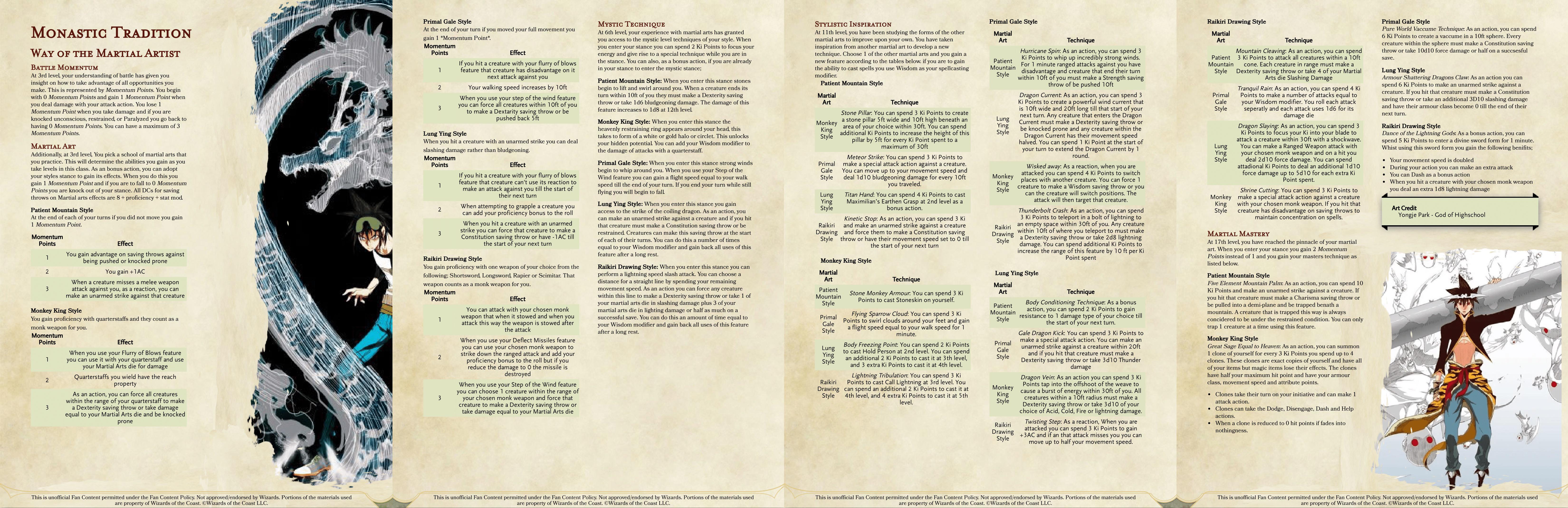 What Is My Martial Arts Die 5e WASQINI