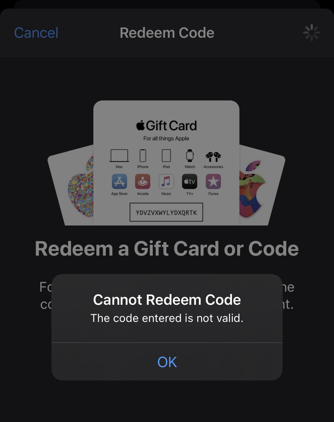 When I try to redeem a valid digital movie code I keep getting this