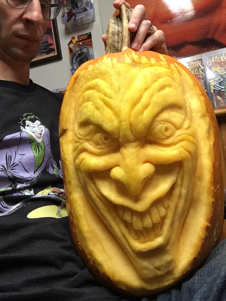 Joker pumpkin carving by Paul Harding