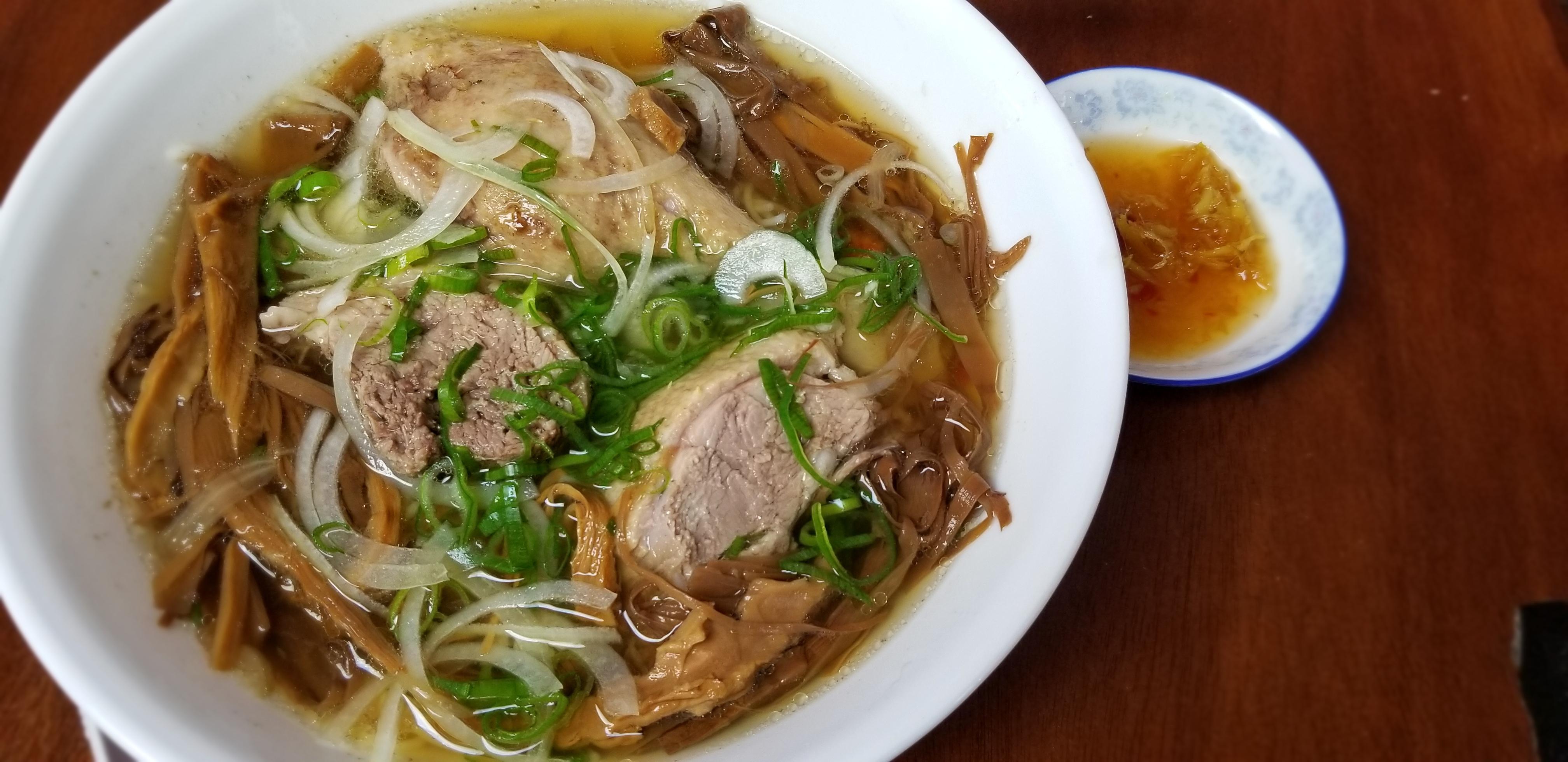 [Homemade] Vietnamese Duck Bamboo Noodle Soup with Ginger+Chili Fishsauce food