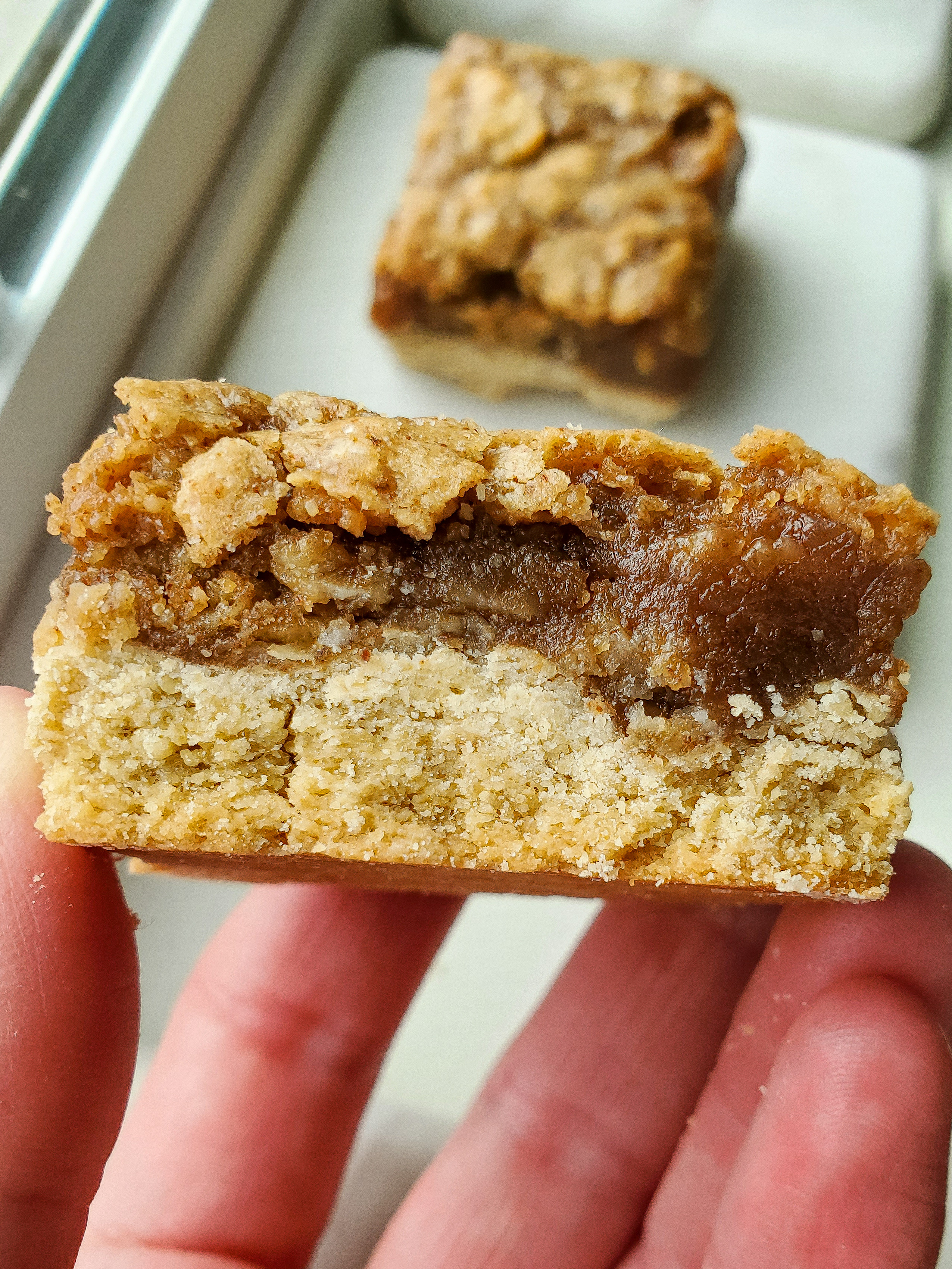 Almond Butter Oatmeal Pie Bars r/veganrecipes
