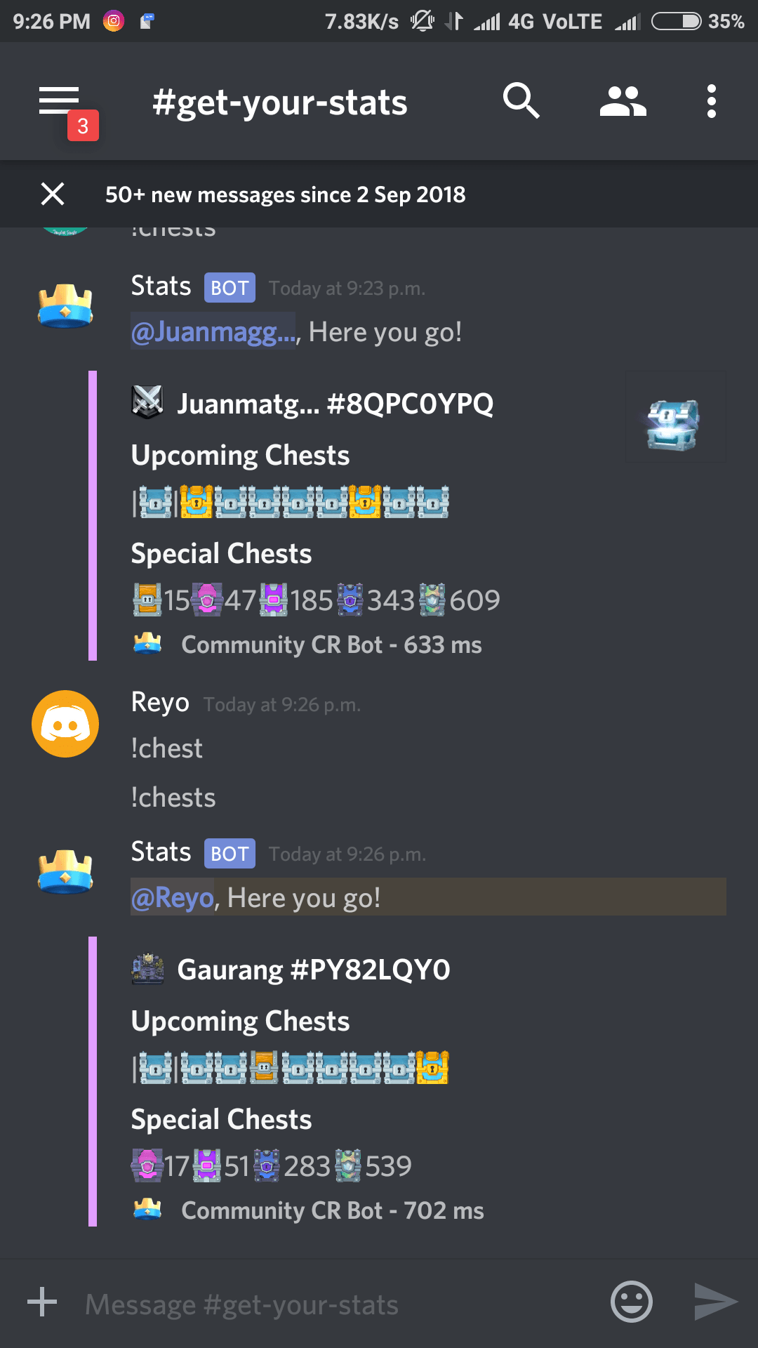DISCORD. To know about chests or profile or for making new friends join Discord today
