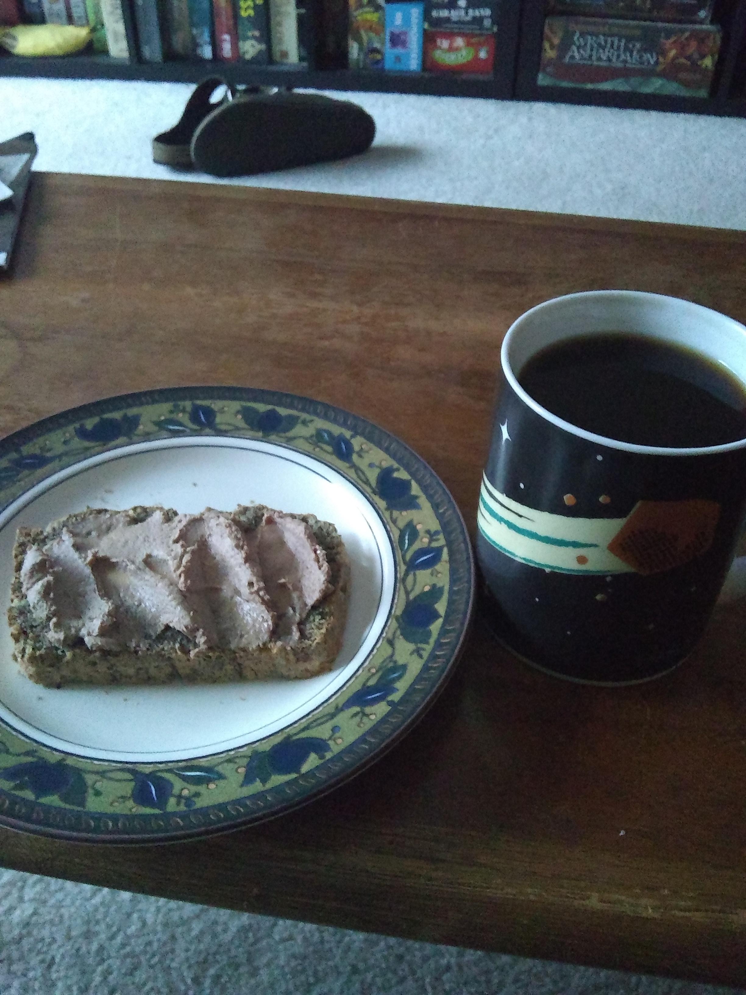 Keto rye toast with liverwurst, butter, and coffee r/Ketomealseatingnow