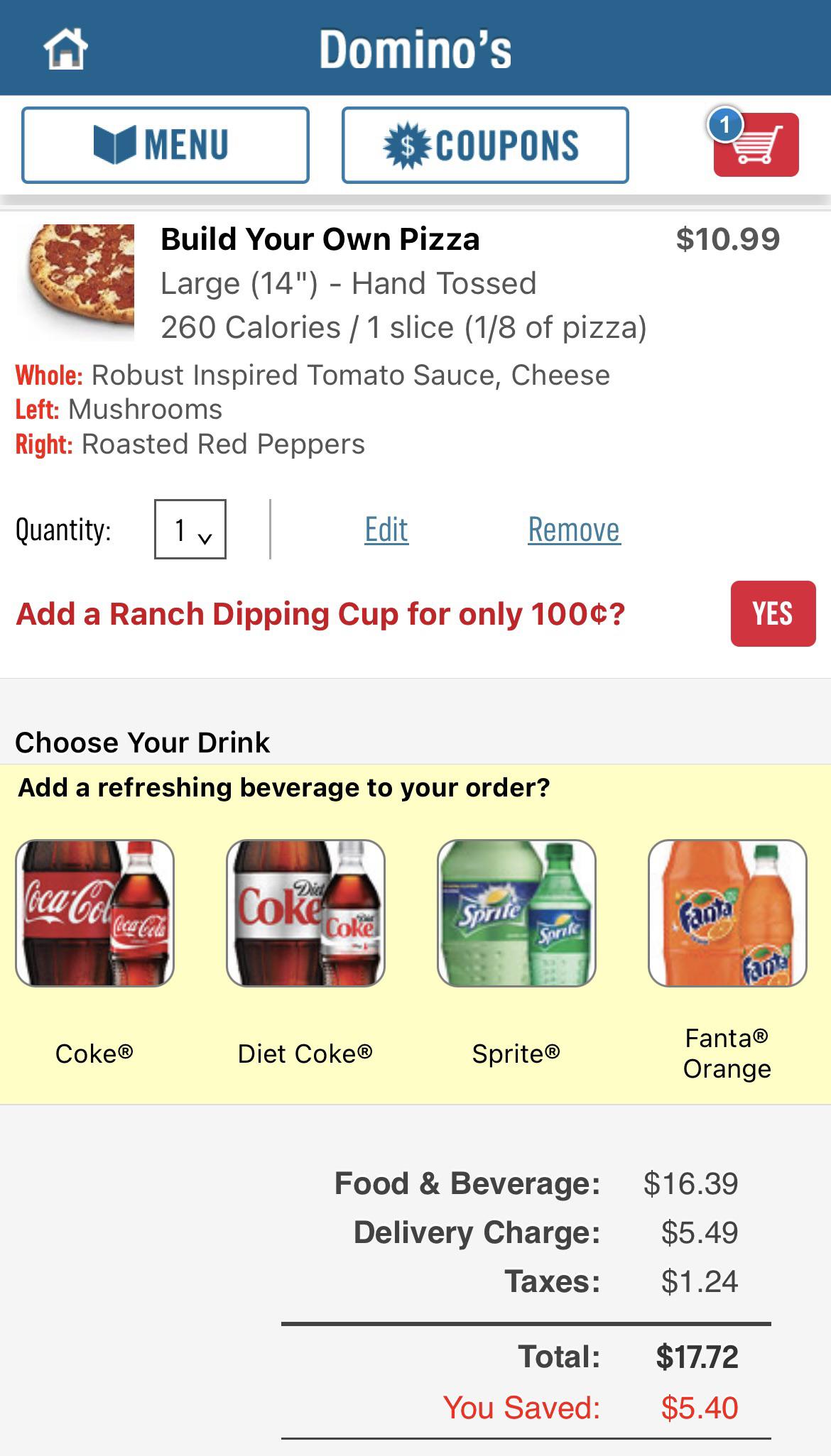 Why isn’t the “food & beverage” subtotal 10.99? I only have 1 item in