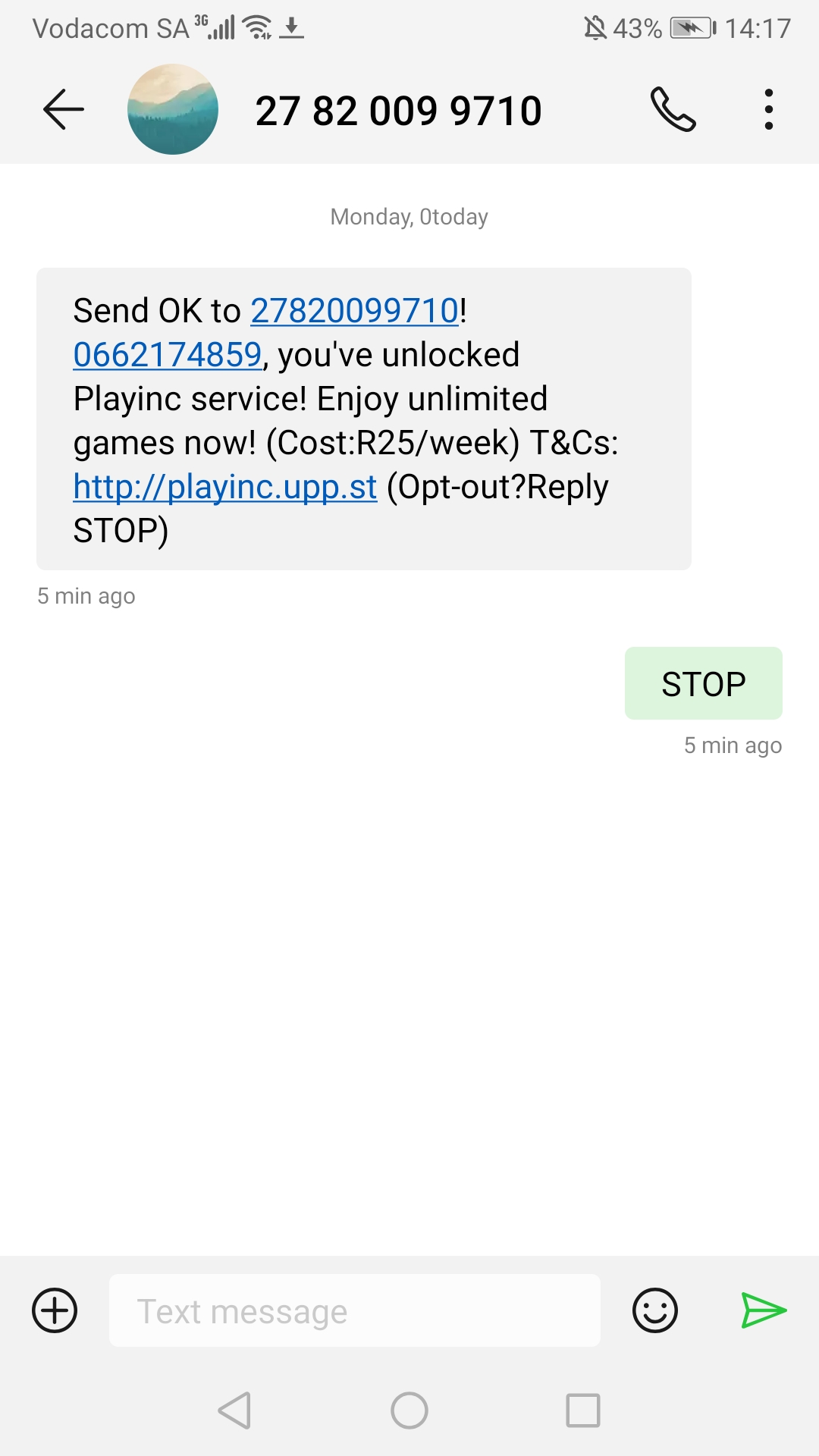 OK, in South Africa, your number can r de t on one of these without you