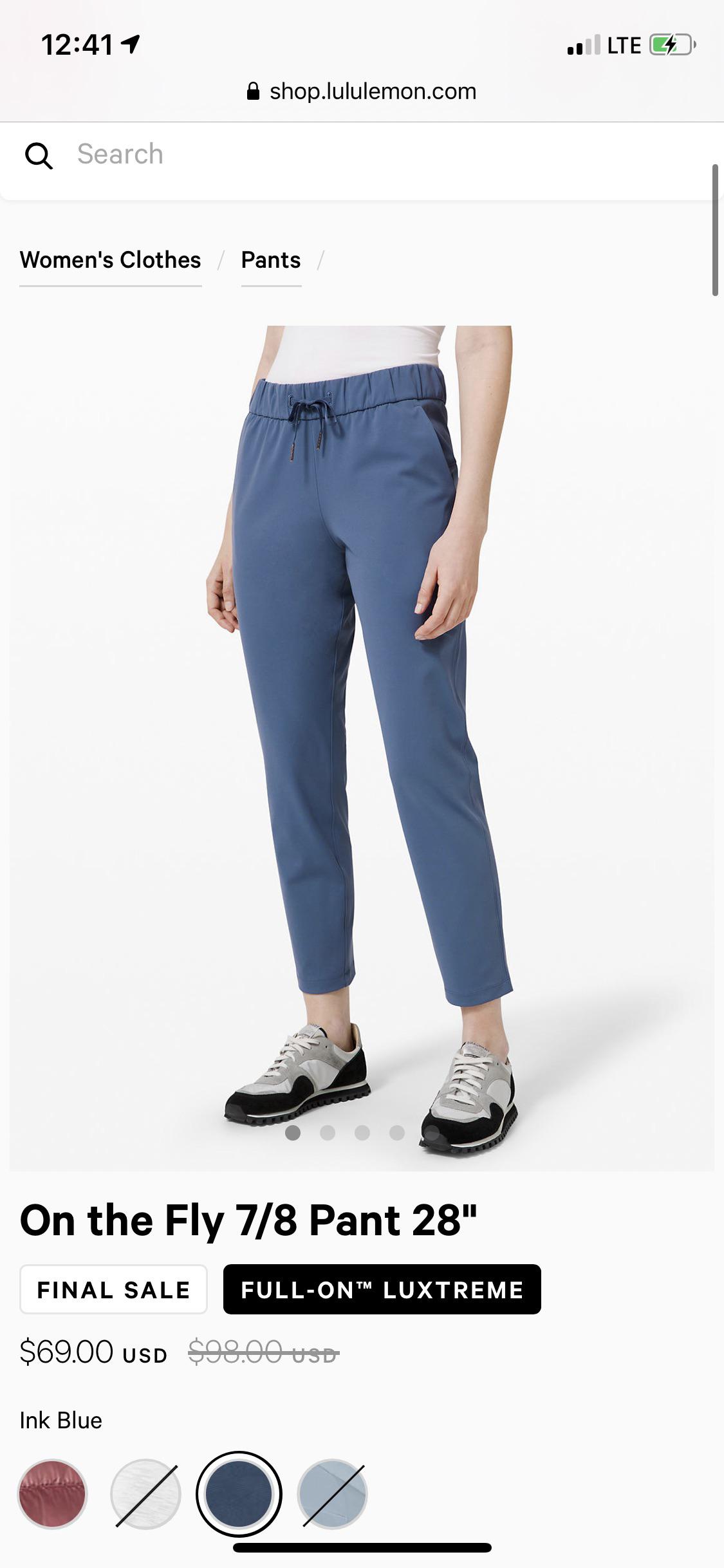 lululemon on the fly pant sizing chart