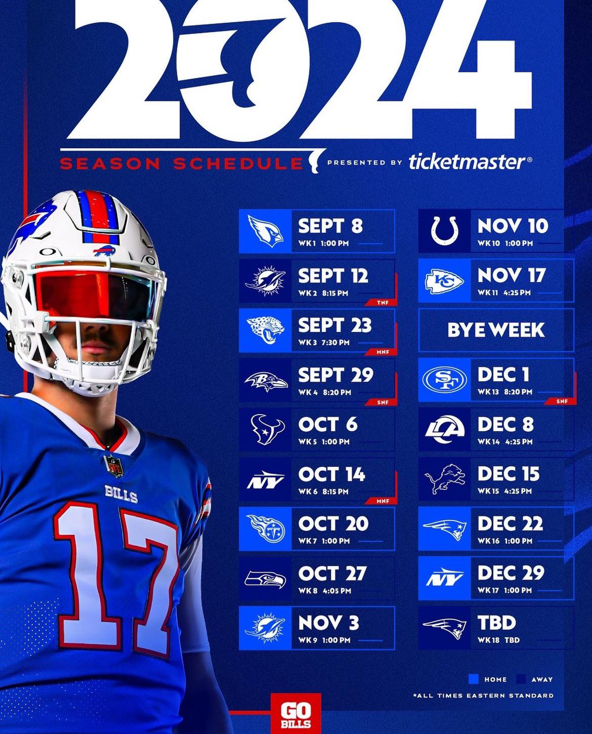 OFFICIAL Bills 2024 Schedule r/buffalobills