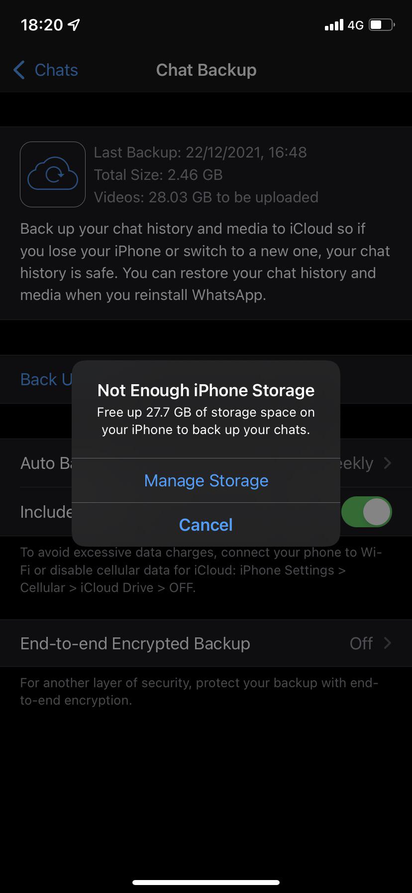 Transferred data to my new iPhone 13, and now want to backup Whatsapp