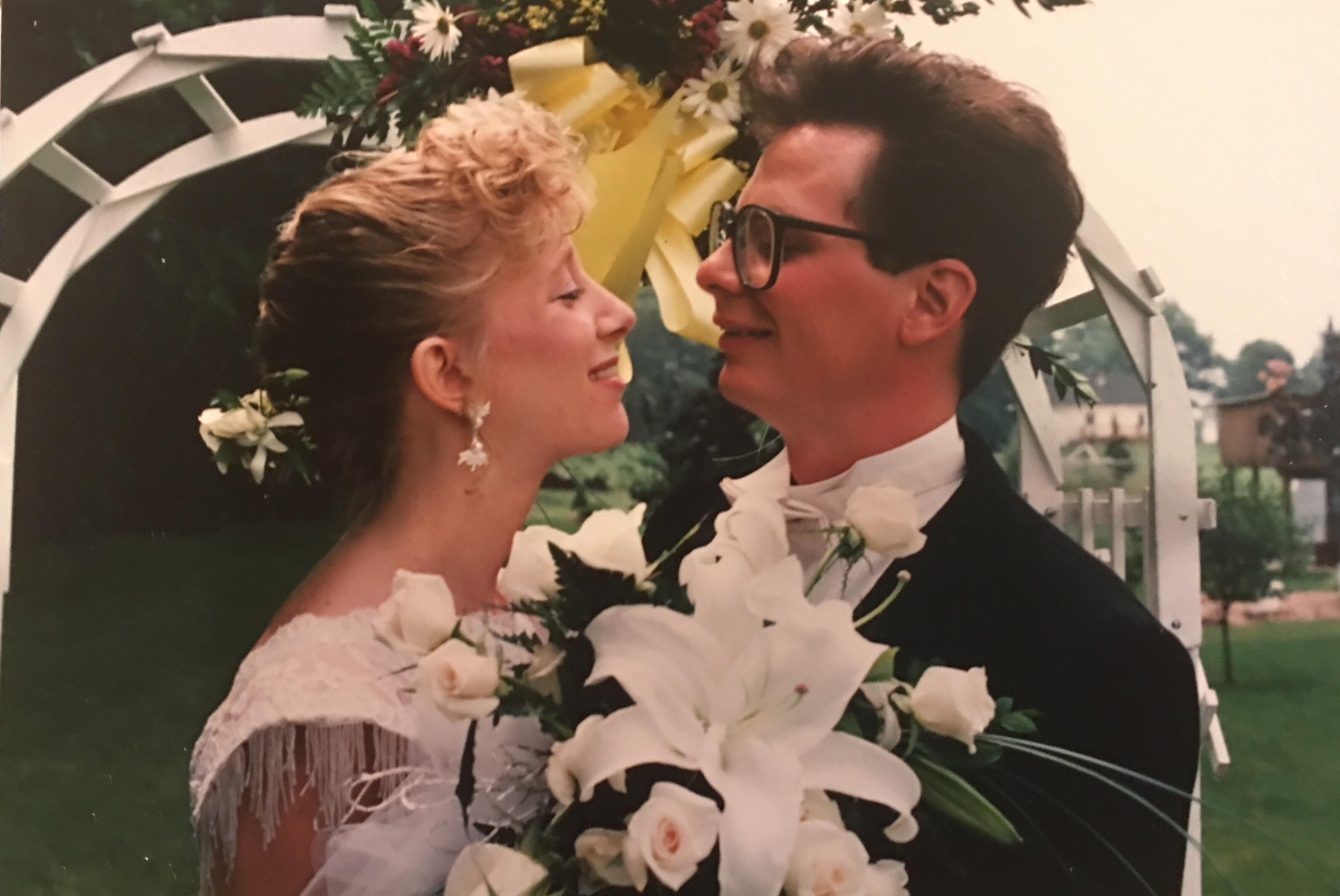 My favorite picture of my parents at their wedding, which my mom like