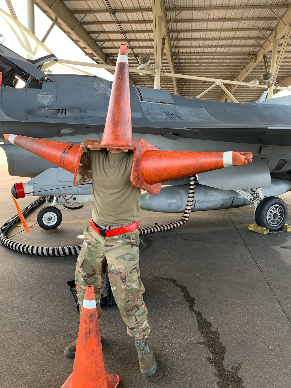 PsBattle This guy wearing traffic cones