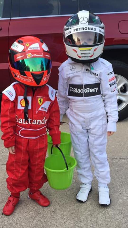 That time I made the kids Halloween costumes formula1