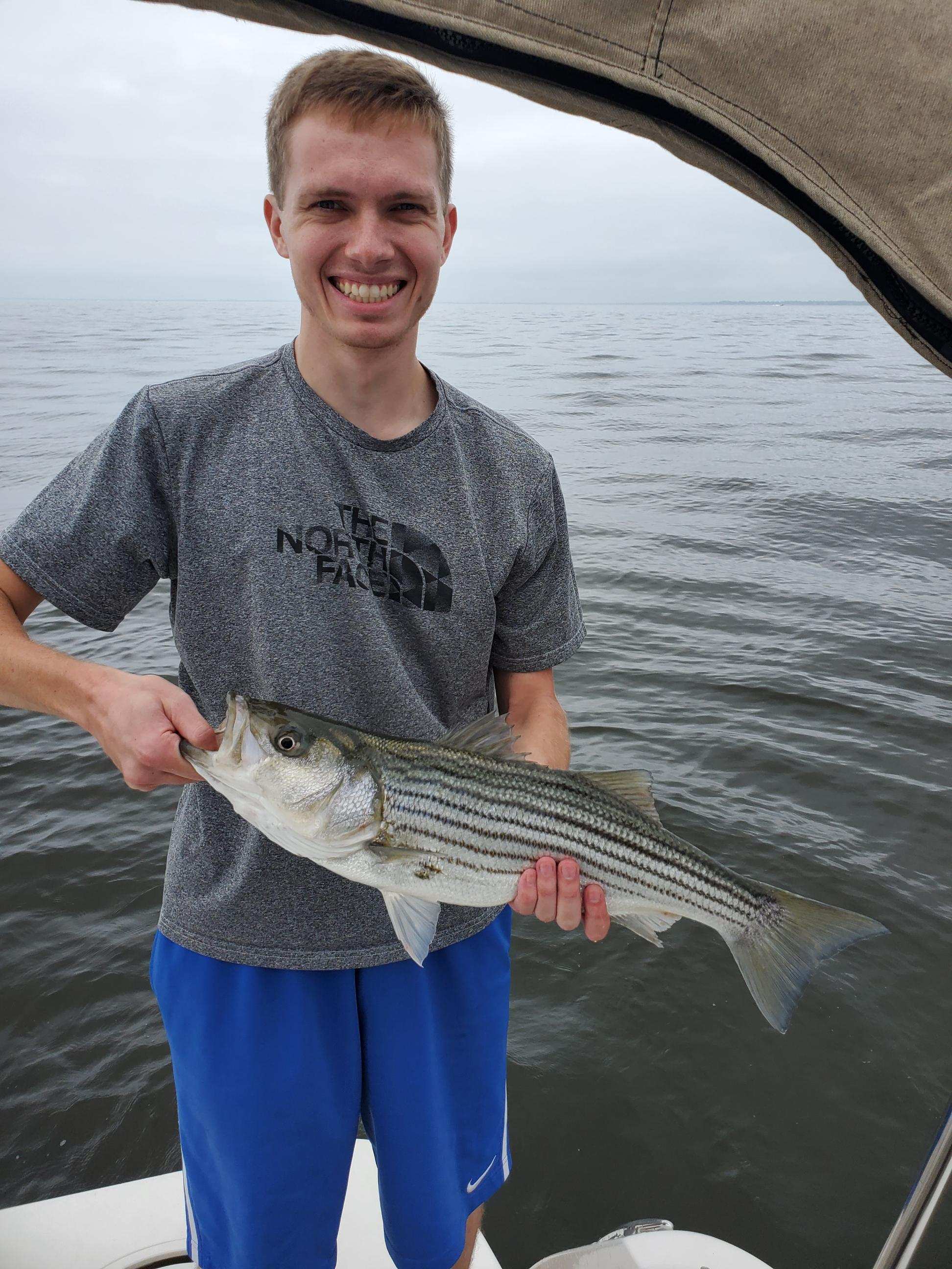 Caught my first striper in the Chesapeake Bay! r/bassfishing