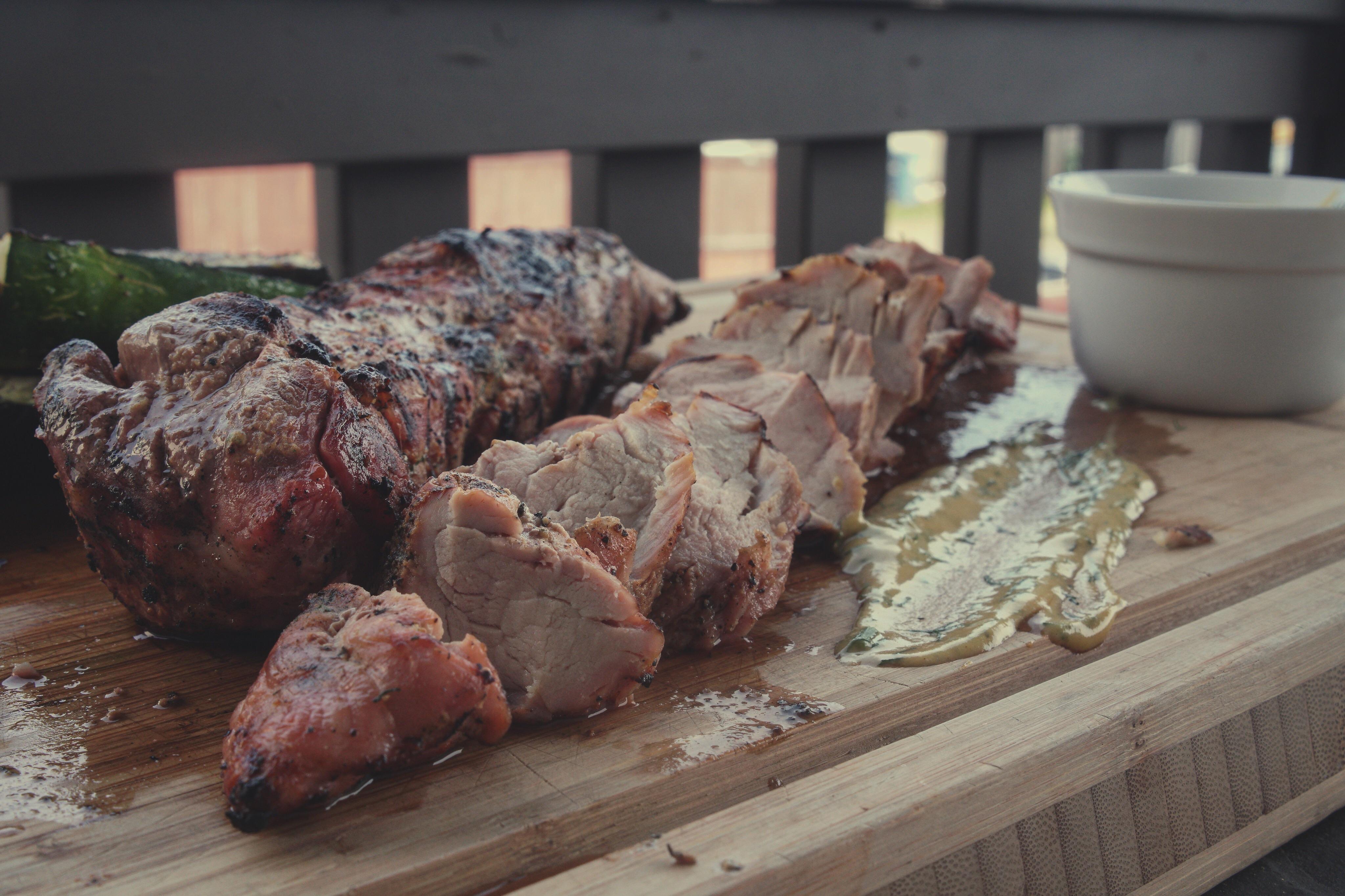 Grilled Pork Tenderloin with Dijon Mustard, Dill and Honey Sauce [OC