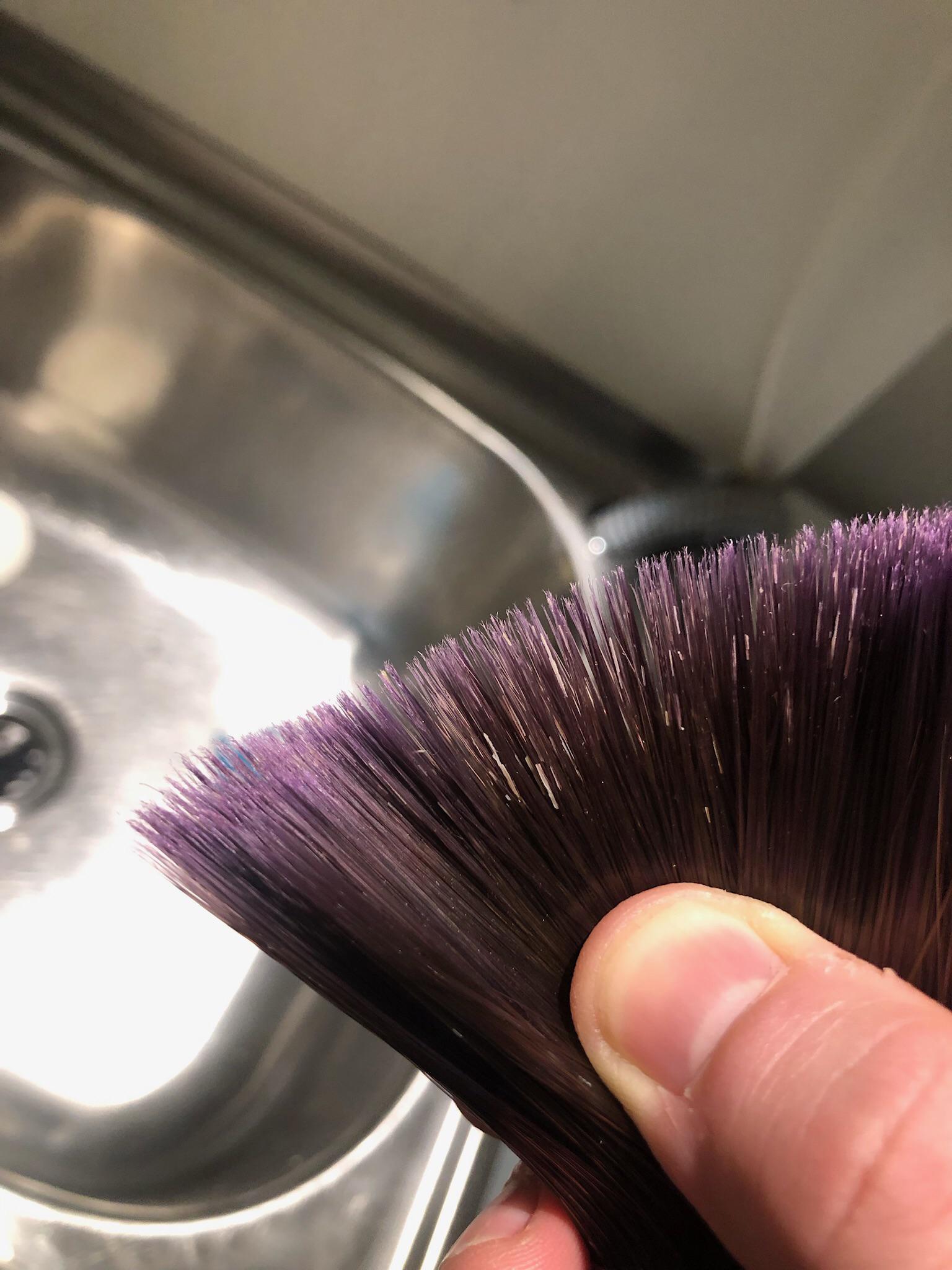 Clean up Varnish. After not clean up quickly enough. My brush little