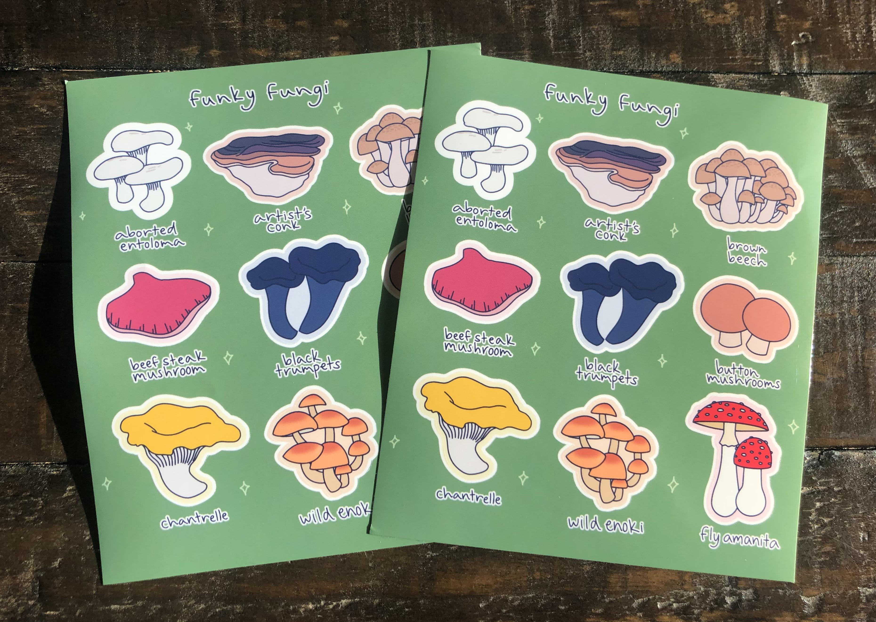 funky fungi sticker sheet 🍄 r/stickers
