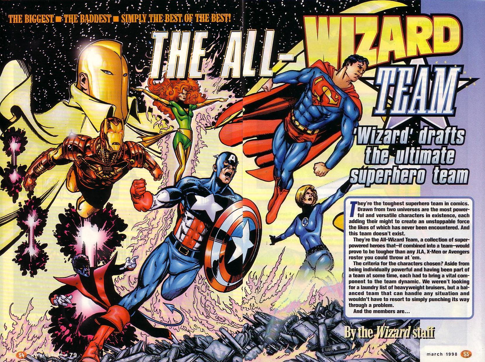 Wizard Magazine's take on the ultimate superhero team, by Phil Jimenez
