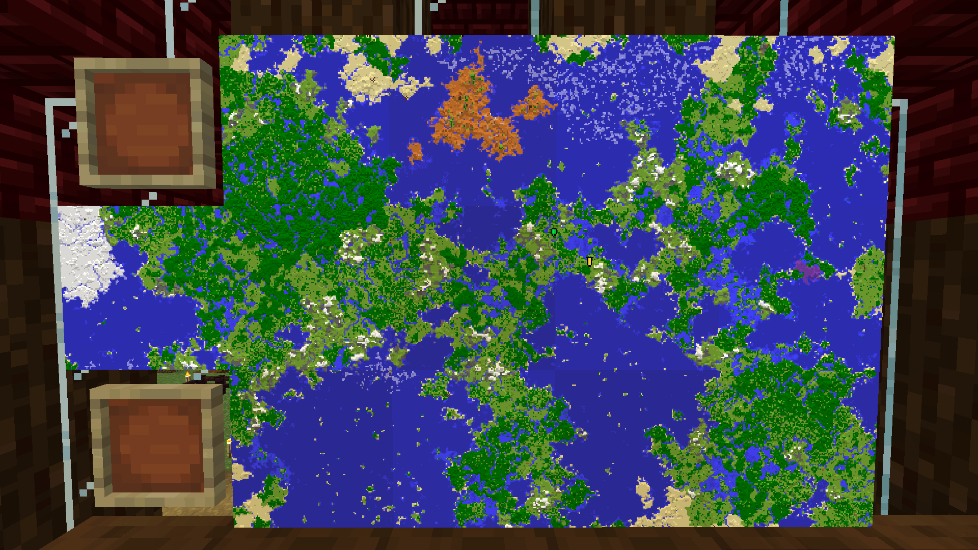 Progress of my map wall in Survival with fully zoomed out 116 maps
