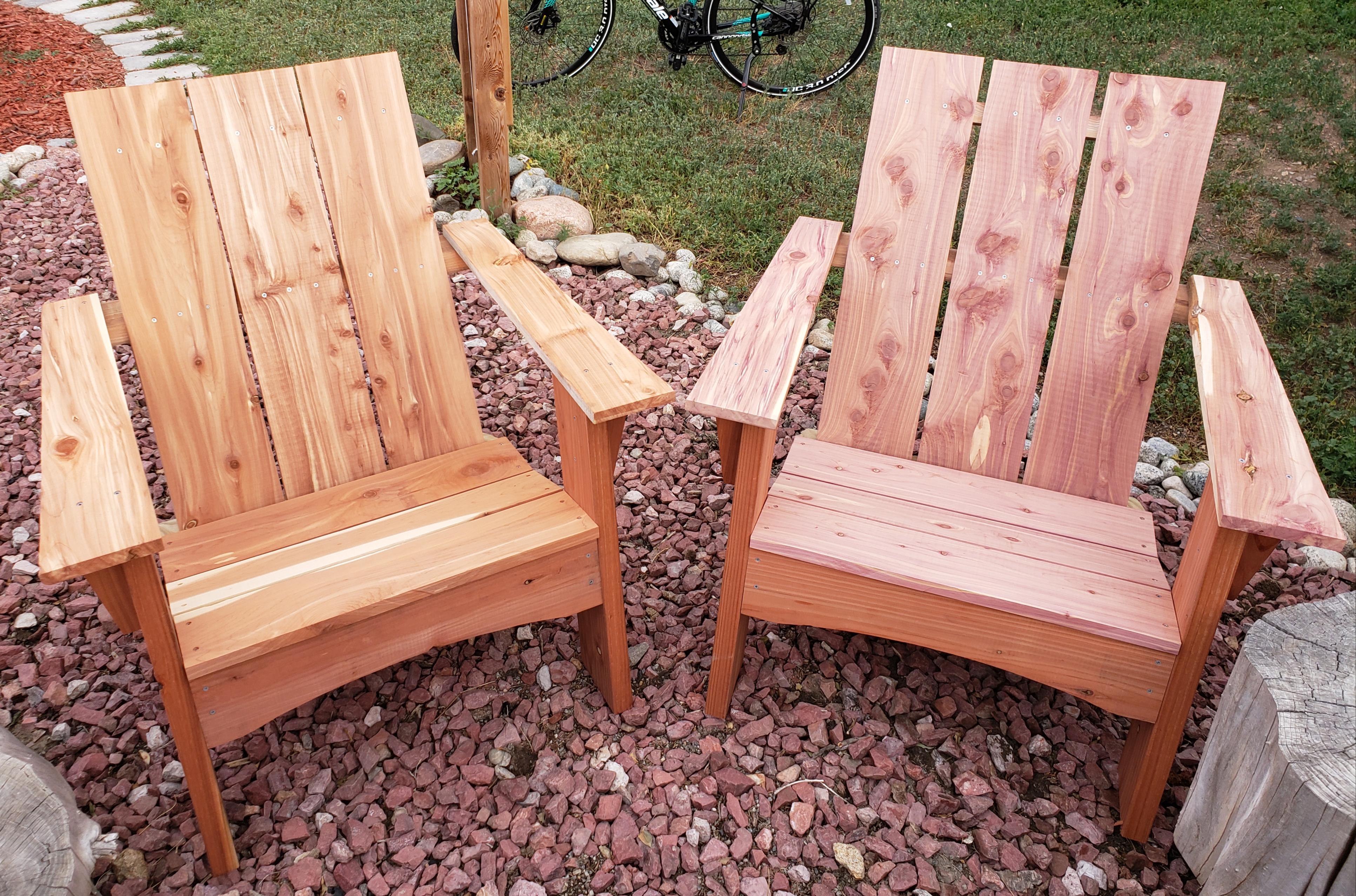 The color change in these cedar chairs I made. r/mildlyinteresting