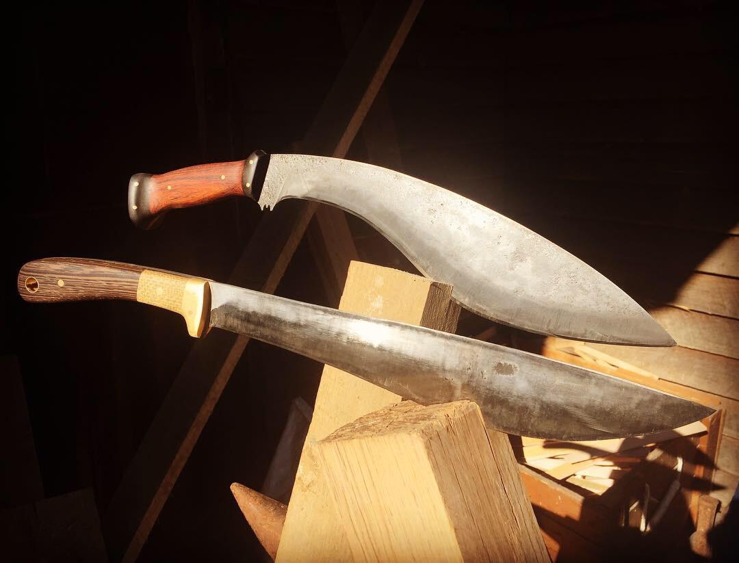 Handmade Kukri and a Bolo that I recently finished. Link to more