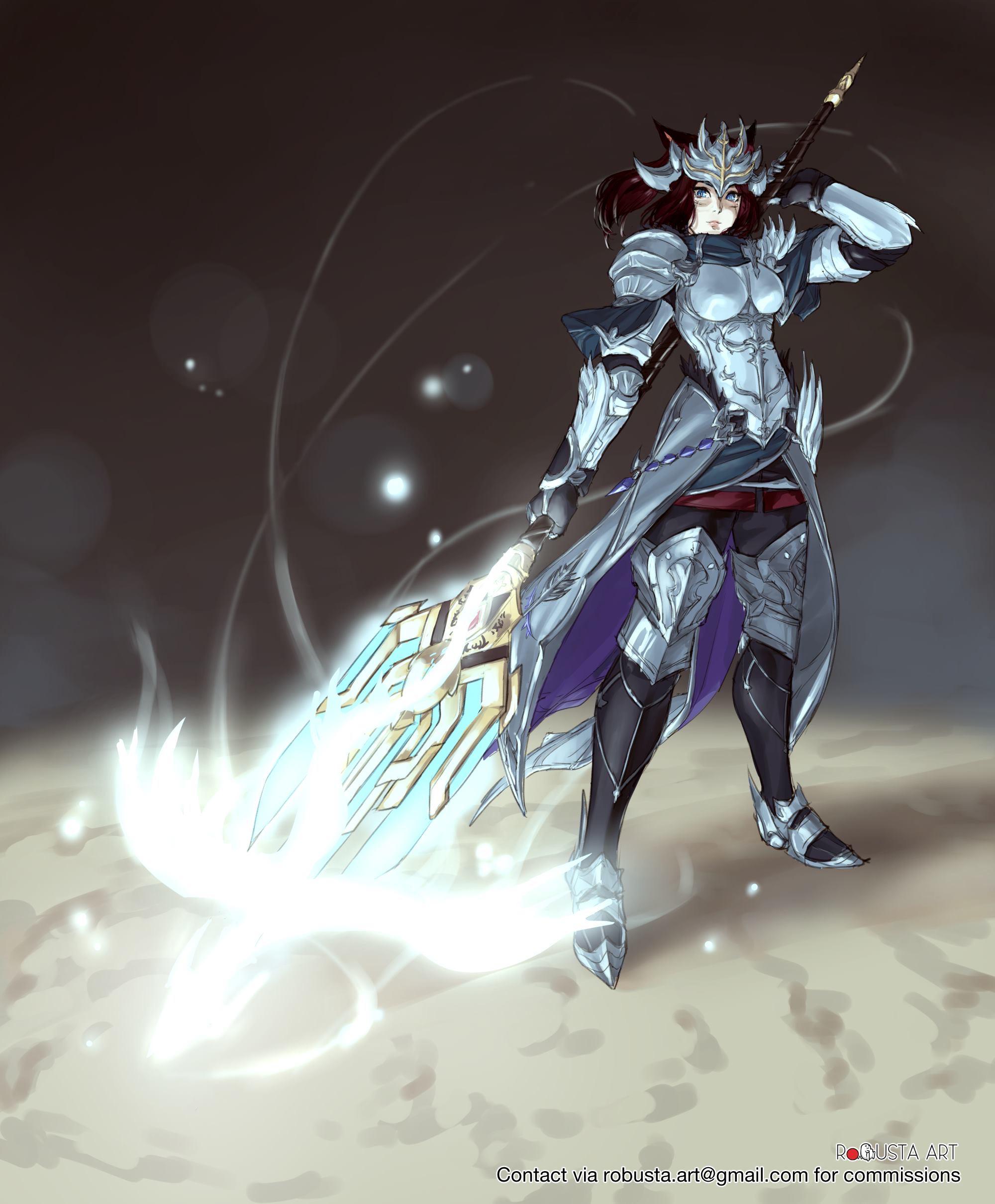 I drew a Miqo’te dragoon for a redditor r/ffxiv