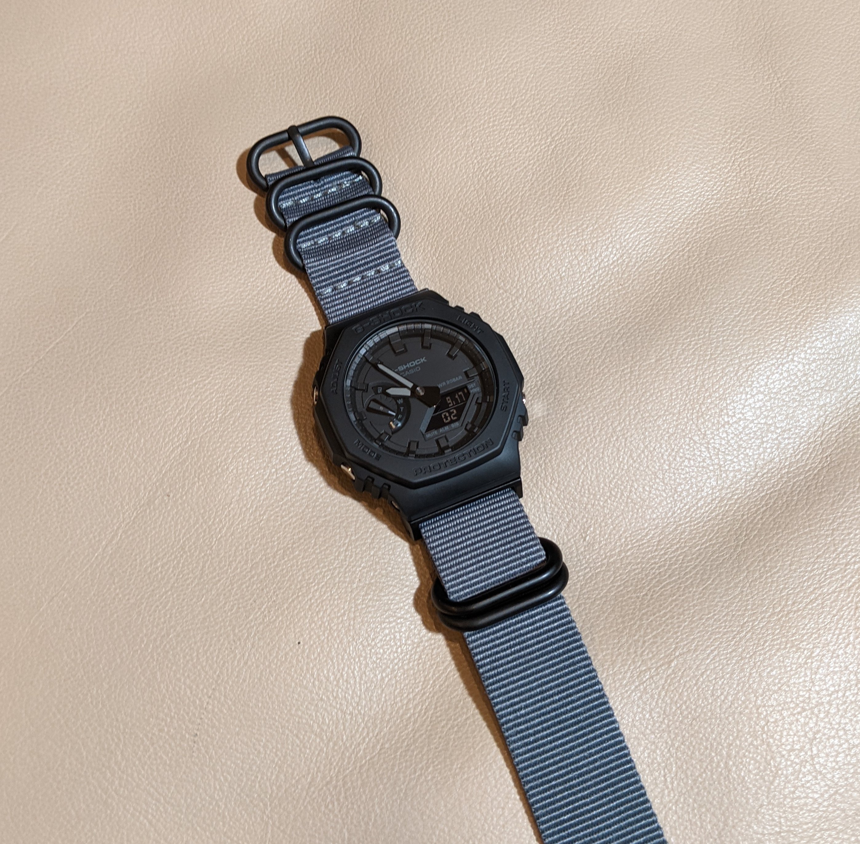 GA2100 + JaysAndKays Adapters & 22mm Gray NATO r/gshock