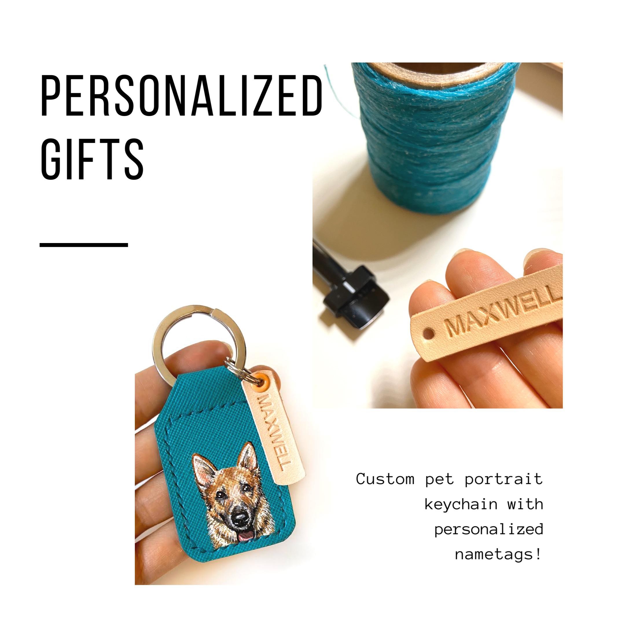 Personalized pet portrait keychain r/artstore