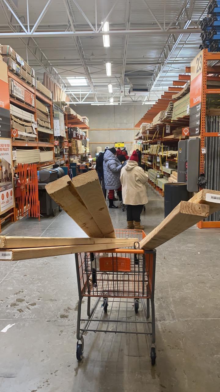 At Home Depot getting “non treated” 2x4s to burn.... no firewood around