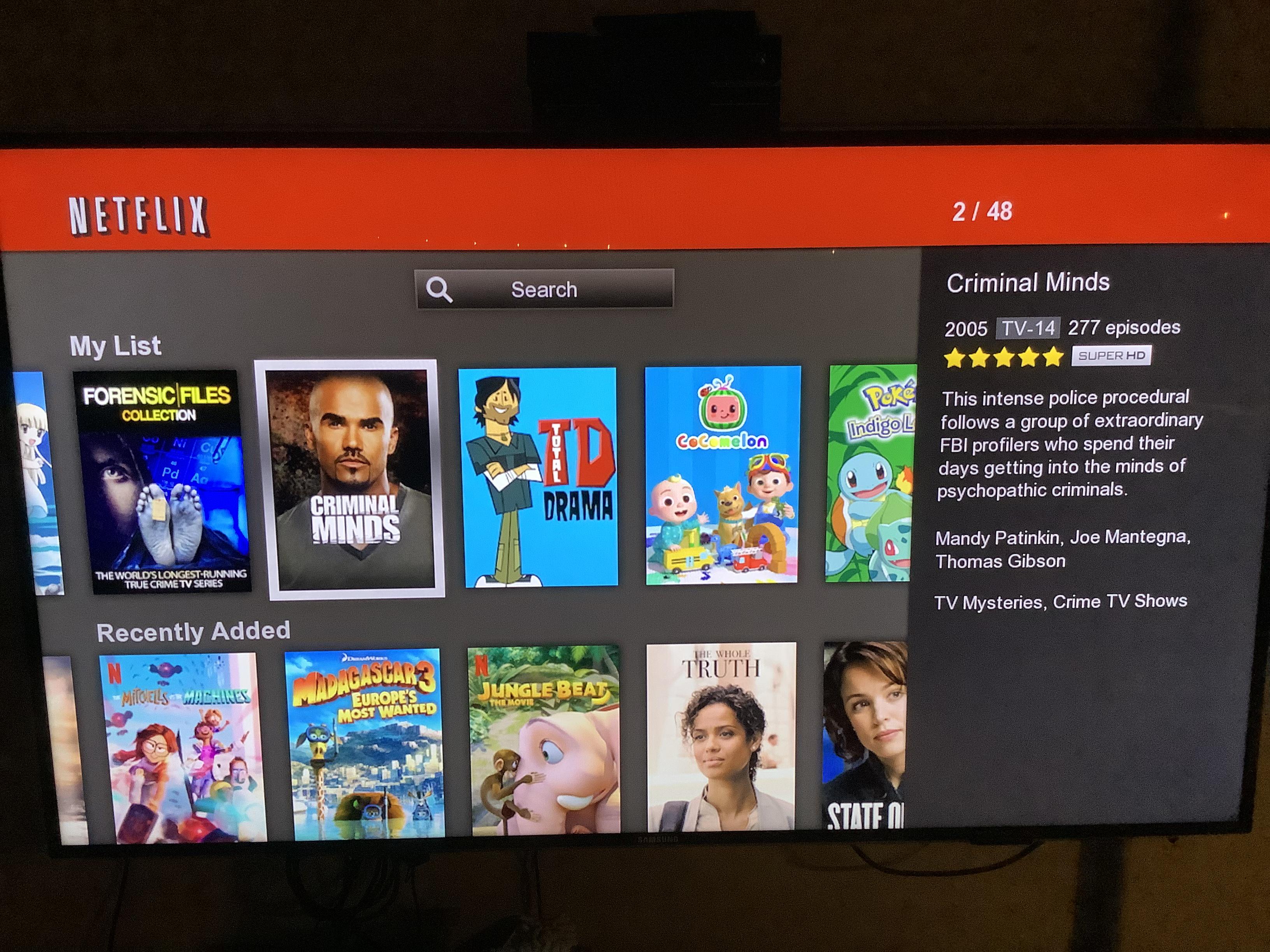 My TV is so old that it still has the old Netflix interface. r