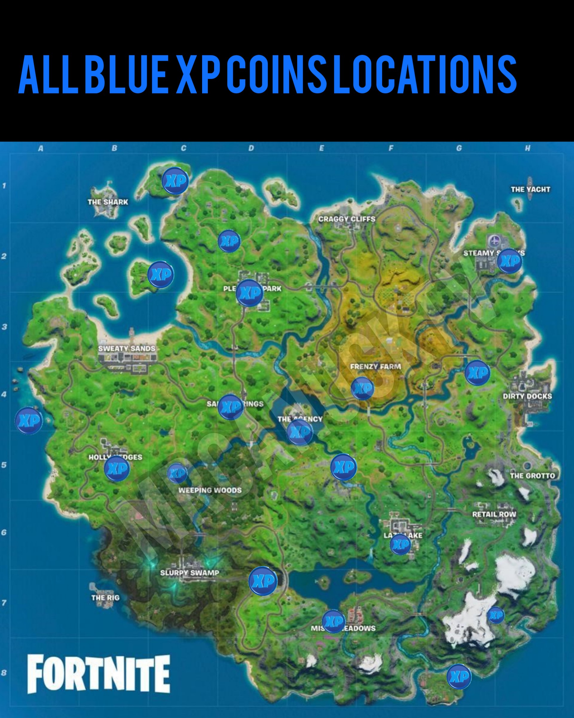 All 18 Blue XP Coin Locations(week 15) Fortnite Chapter 2 Season 2