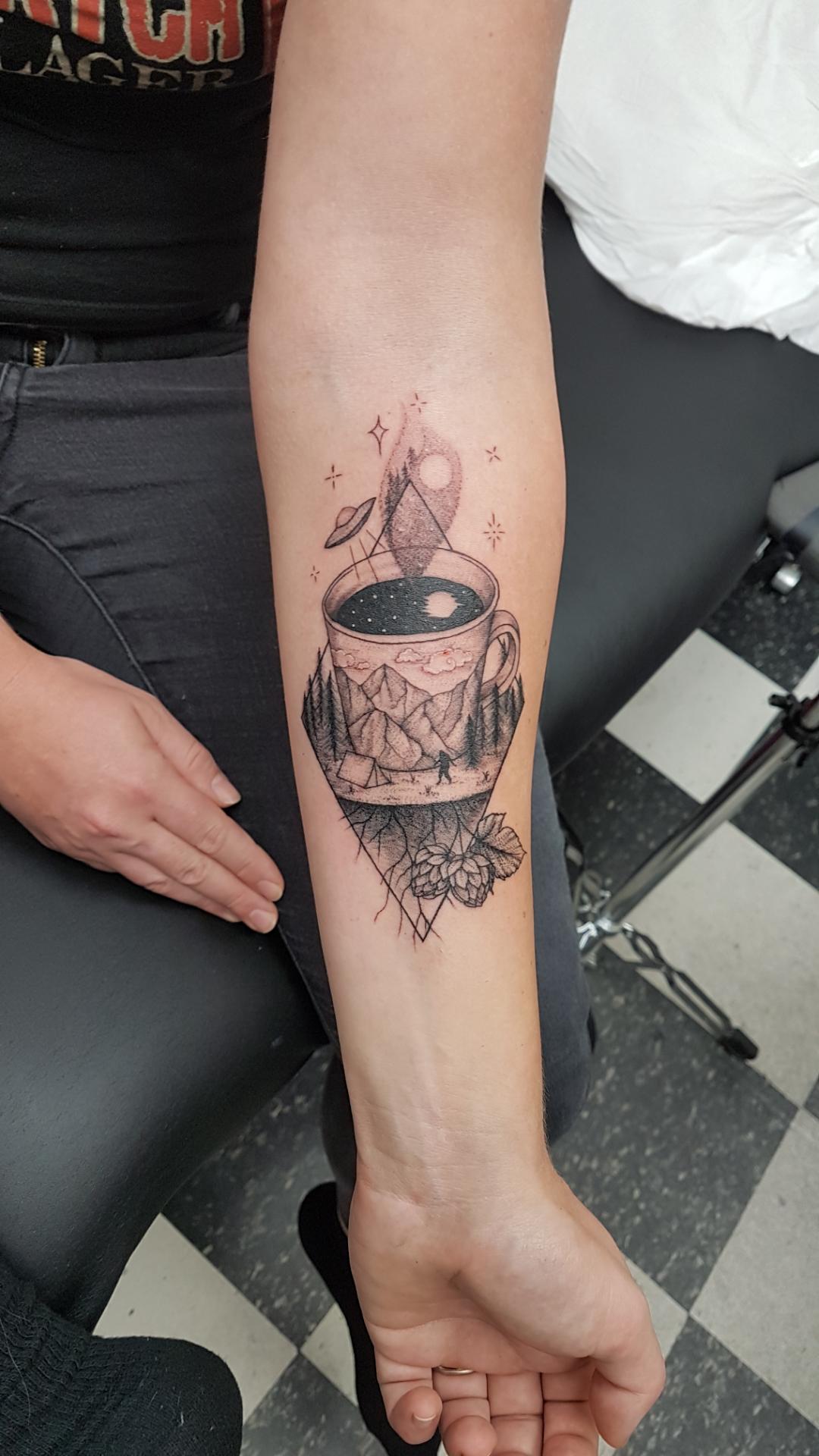 My coffee cup cryptozoology inspired tattoo Cryptozoology