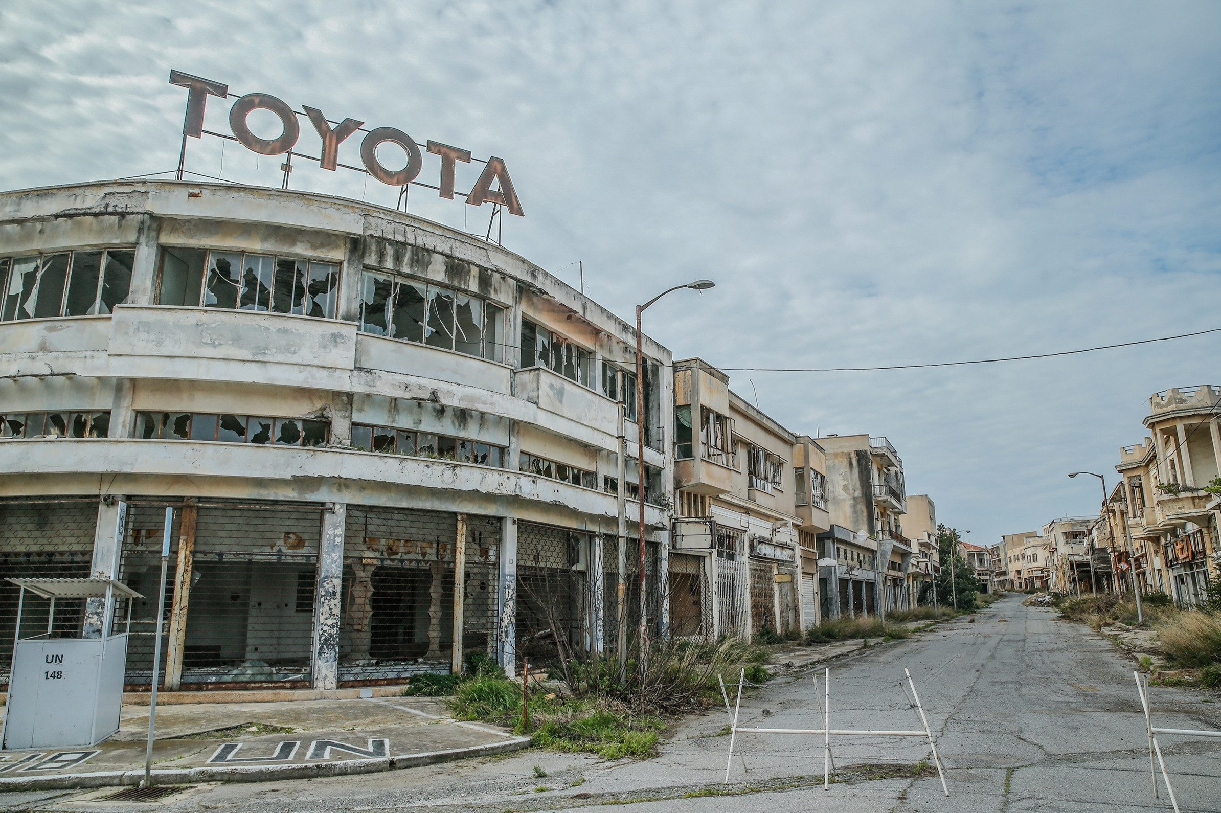 Toyota dealership located in the abandoned city in Turkish Republic of