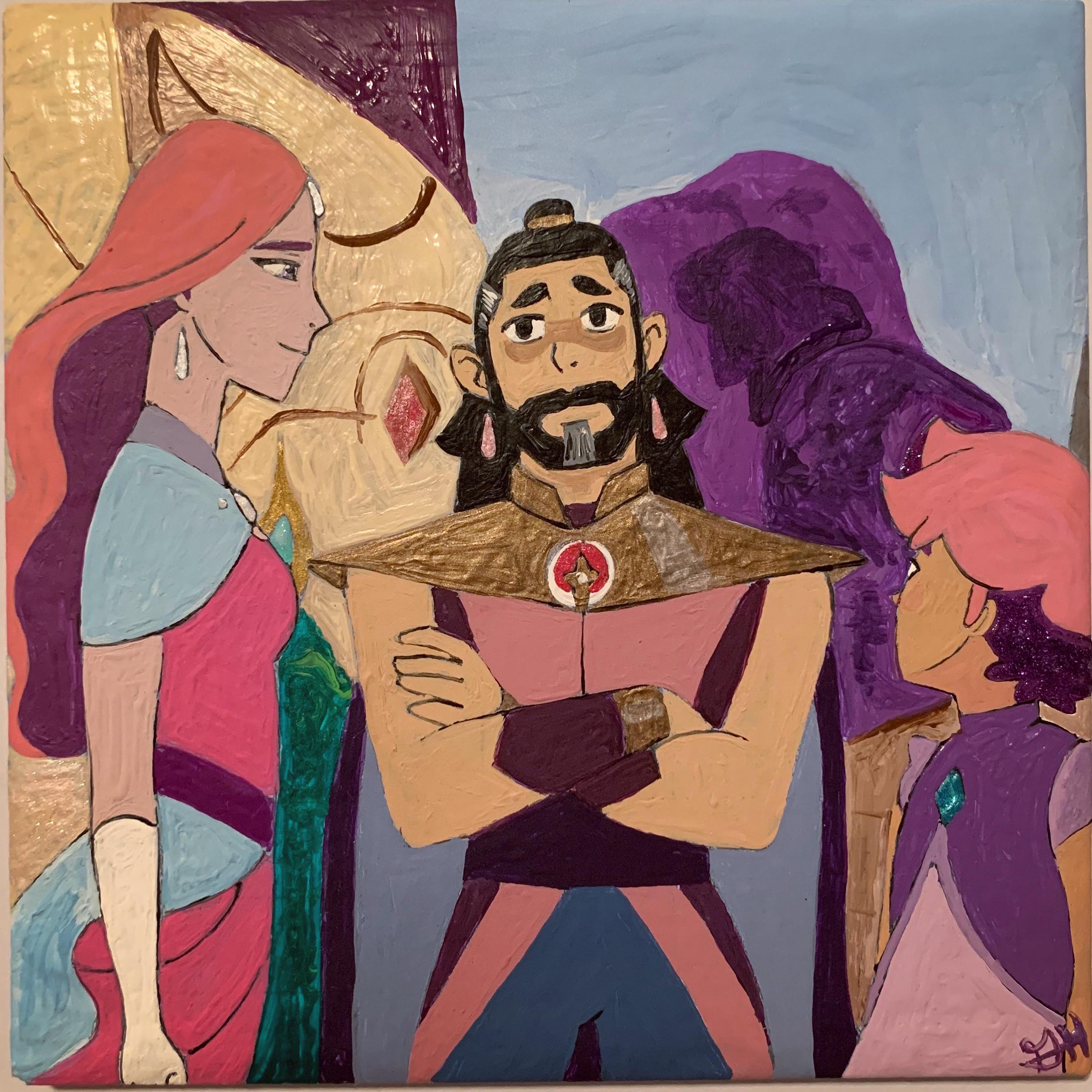 The Bright Moon family in an alternate reality. Queen Angella, King