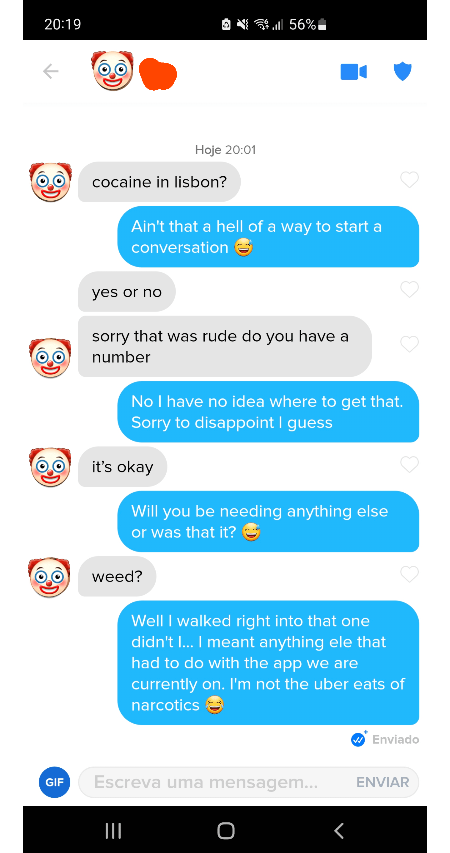 One of the weirdest interactions I had on Tinder during my time on it