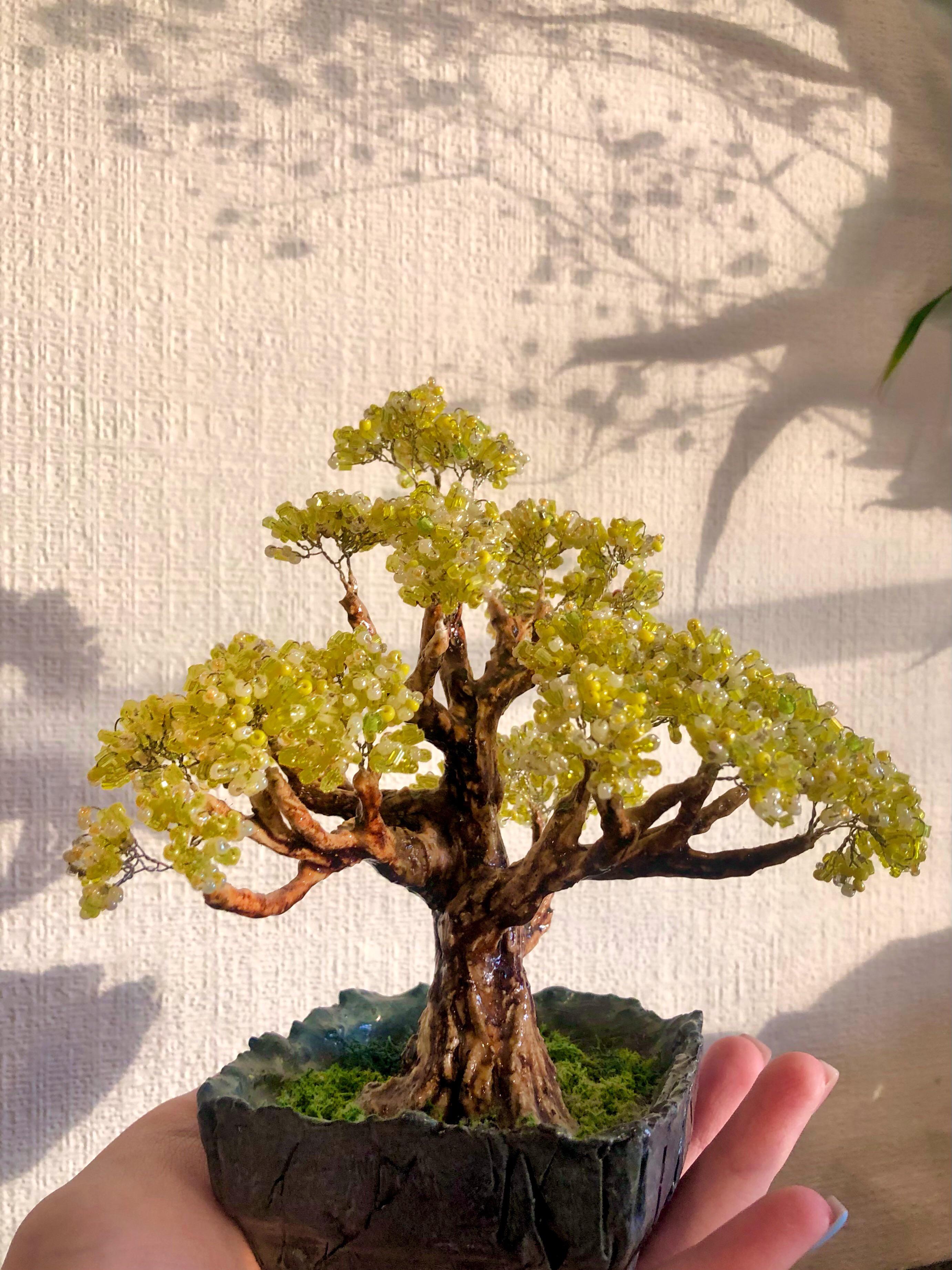 Mini beaded yellow bonsai tree (handmade) r/ArtisanGifts