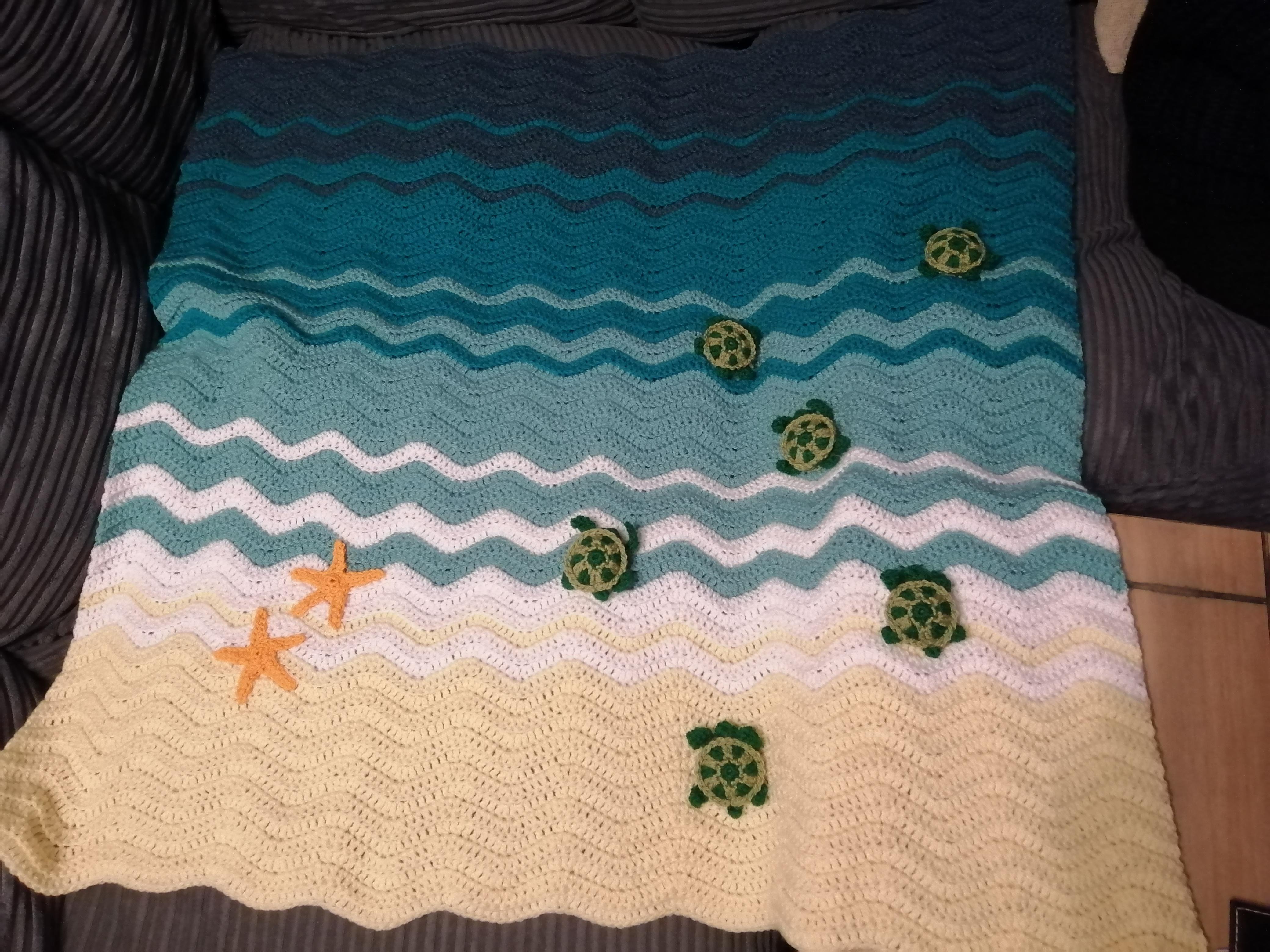 Finished a sea turtle blanket r/crochet