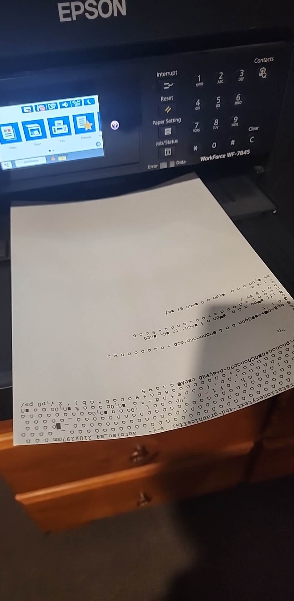 Why does my Epson WF7845 print gibberish indefinitely? r/printers