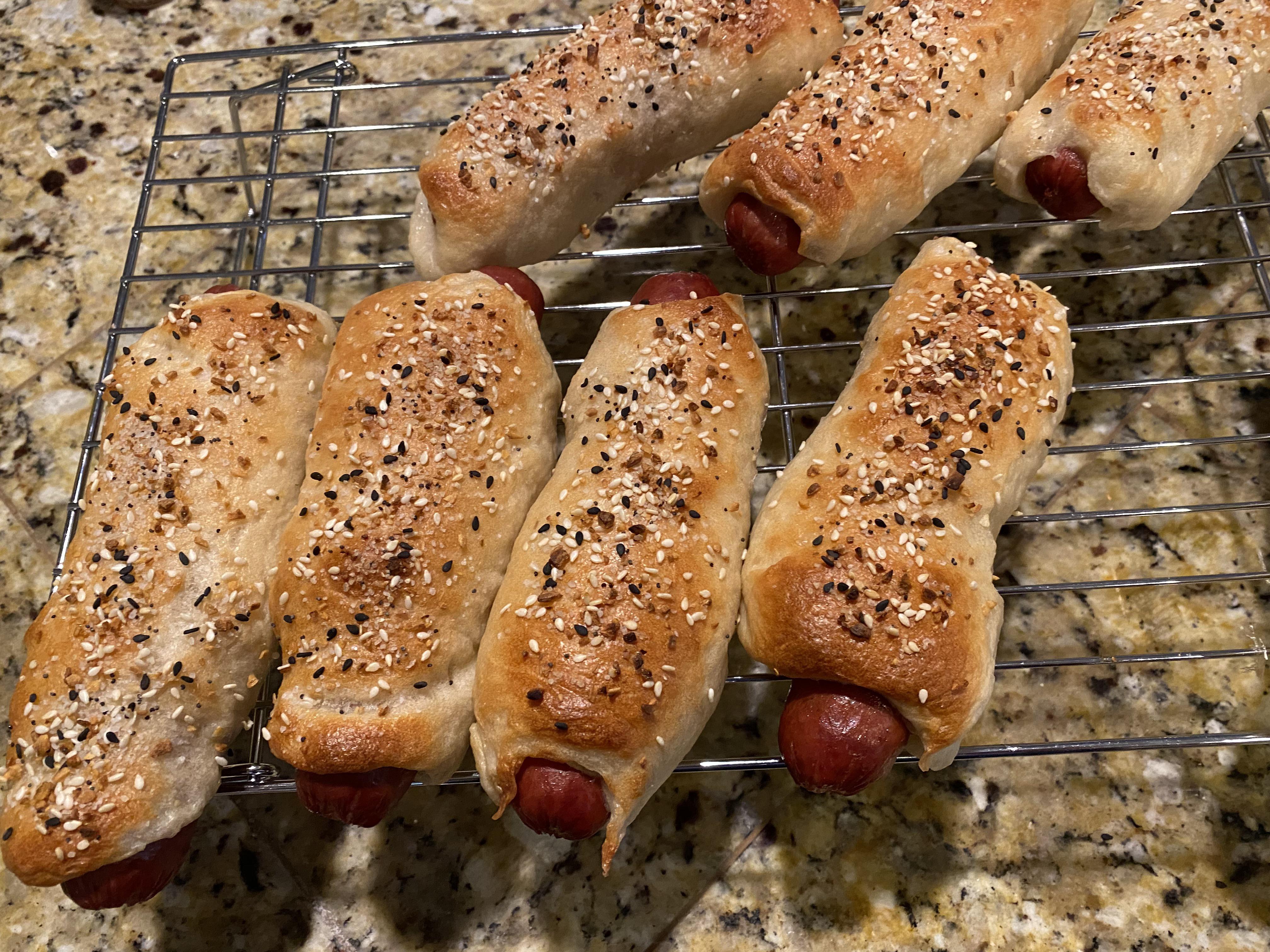 Made the bagel dough, wrapped around some Teton polish sausages